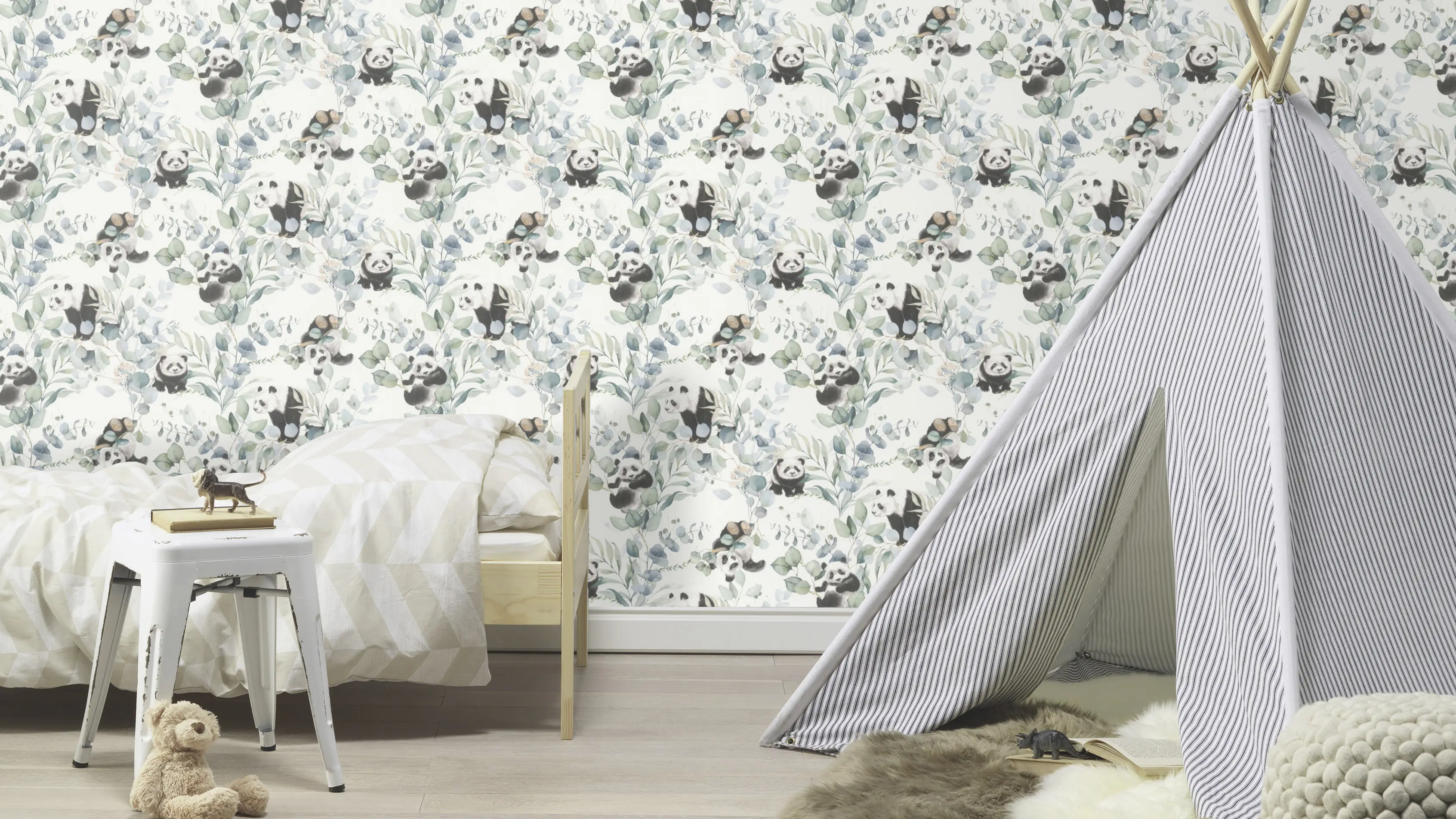 Rasch Vliestapete 301144, Kids World, Pandas, 10,05 x 0,53 m