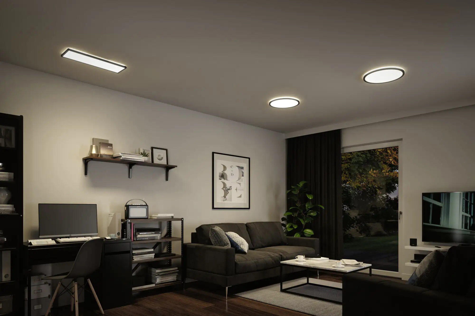 Paulmann LED Panel Atria Shine schwarz Ø 42 cm neutralweiß