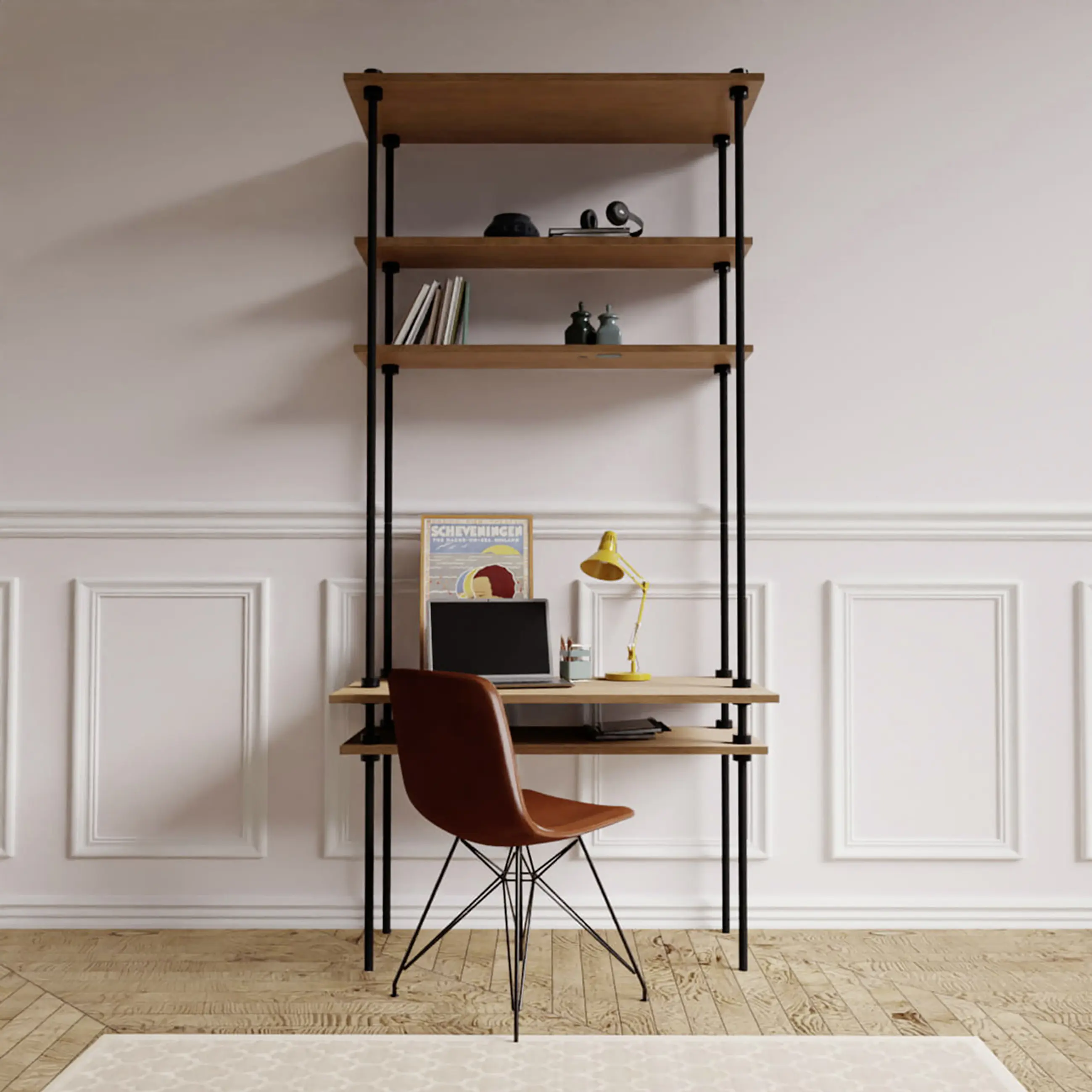Ar Shelving Schreibtisch-Set mit Regalböden Ar Deco Nebraska 185 x 85 cm
