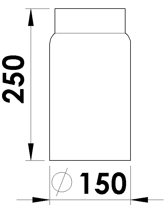 FireFix Ofenrohr Ø 150 mm, 25 cm, schwarz