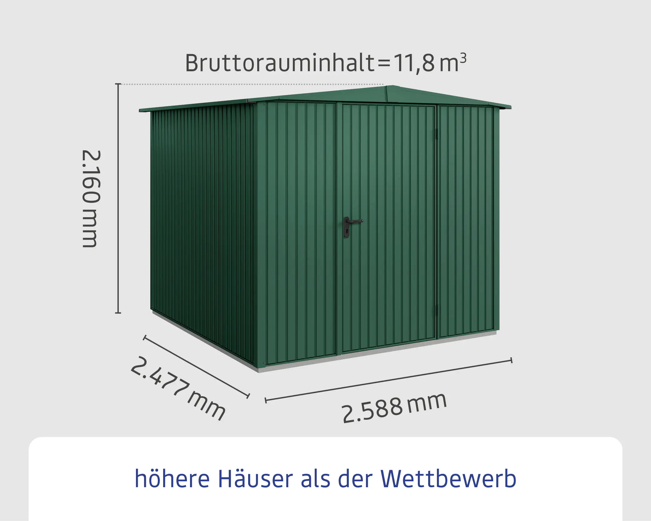 EcoStar Gerätehaus Trend-S Typ 2 258,8 x 247,7 x 216 cm moosgrün
