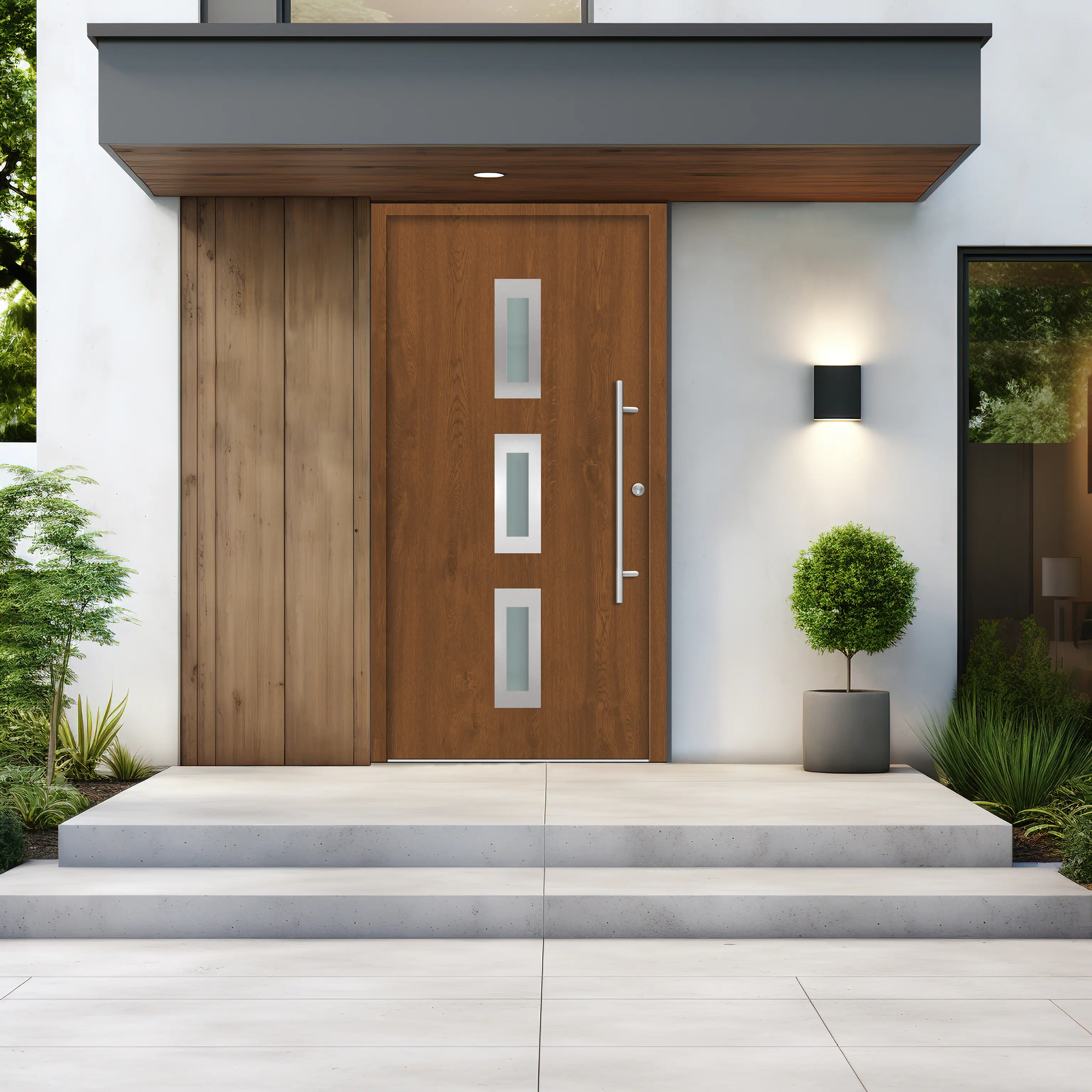 Splendoor Haustür Passivedoor Premium B02 Golden Oak DIN Rechts 100 x 210 cm