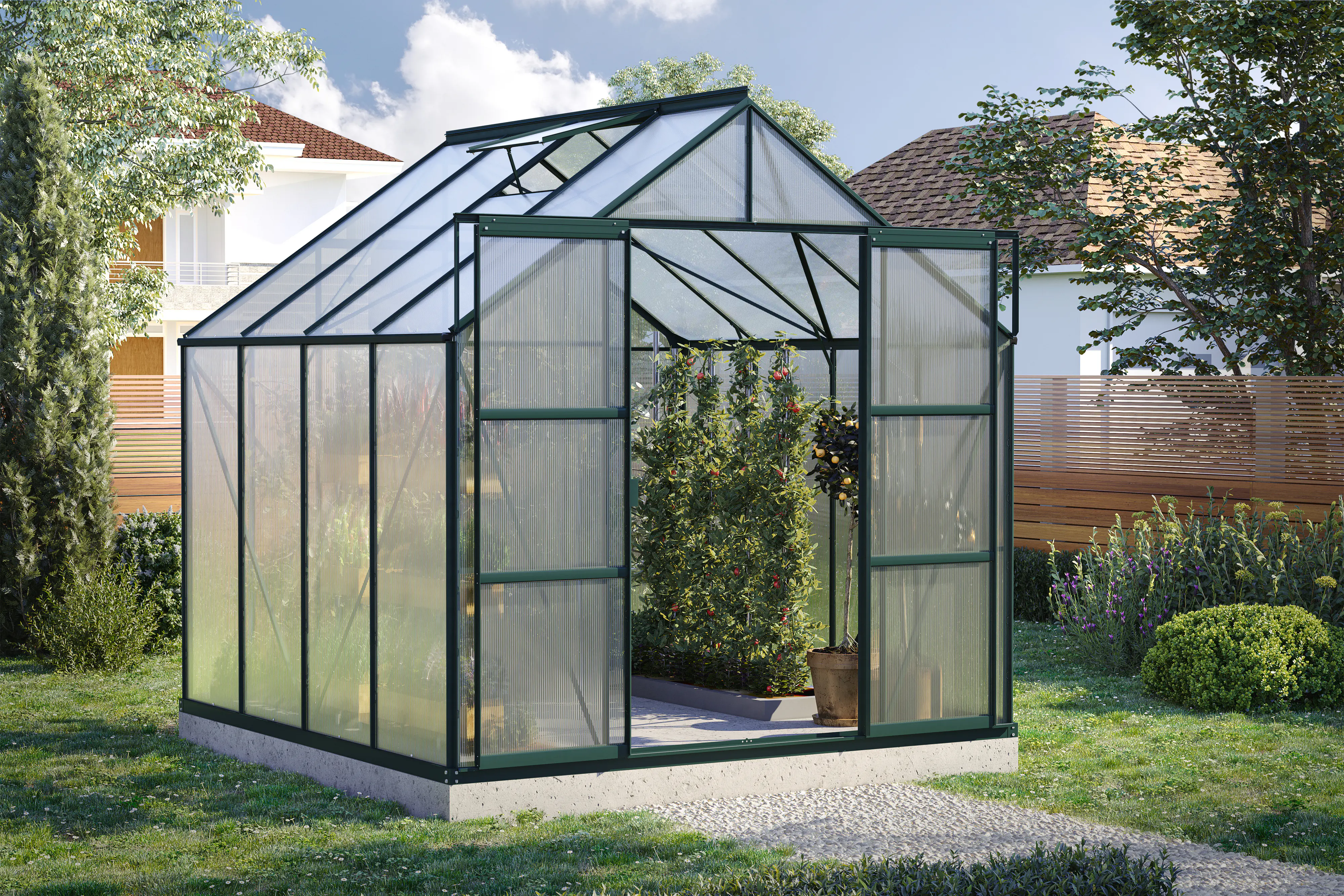 Vitavia Gewächshaus-Set Uranus 6700 HKP 4 mm smaragd 254 x 254 cm 