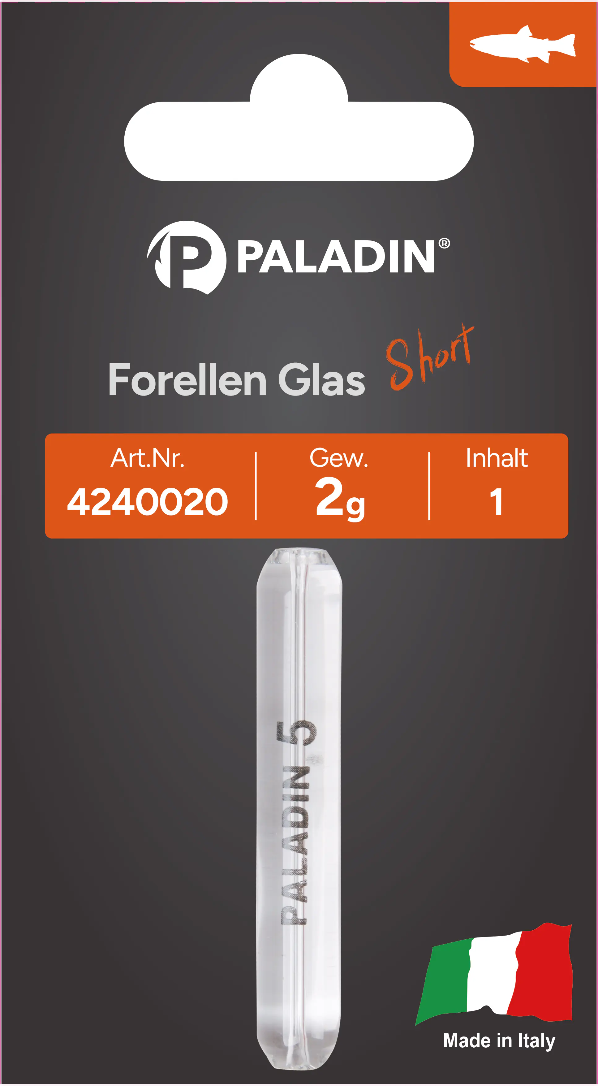 Paladin Glas Gewicht Vetrino Short 8,0g 8,0g/Glas