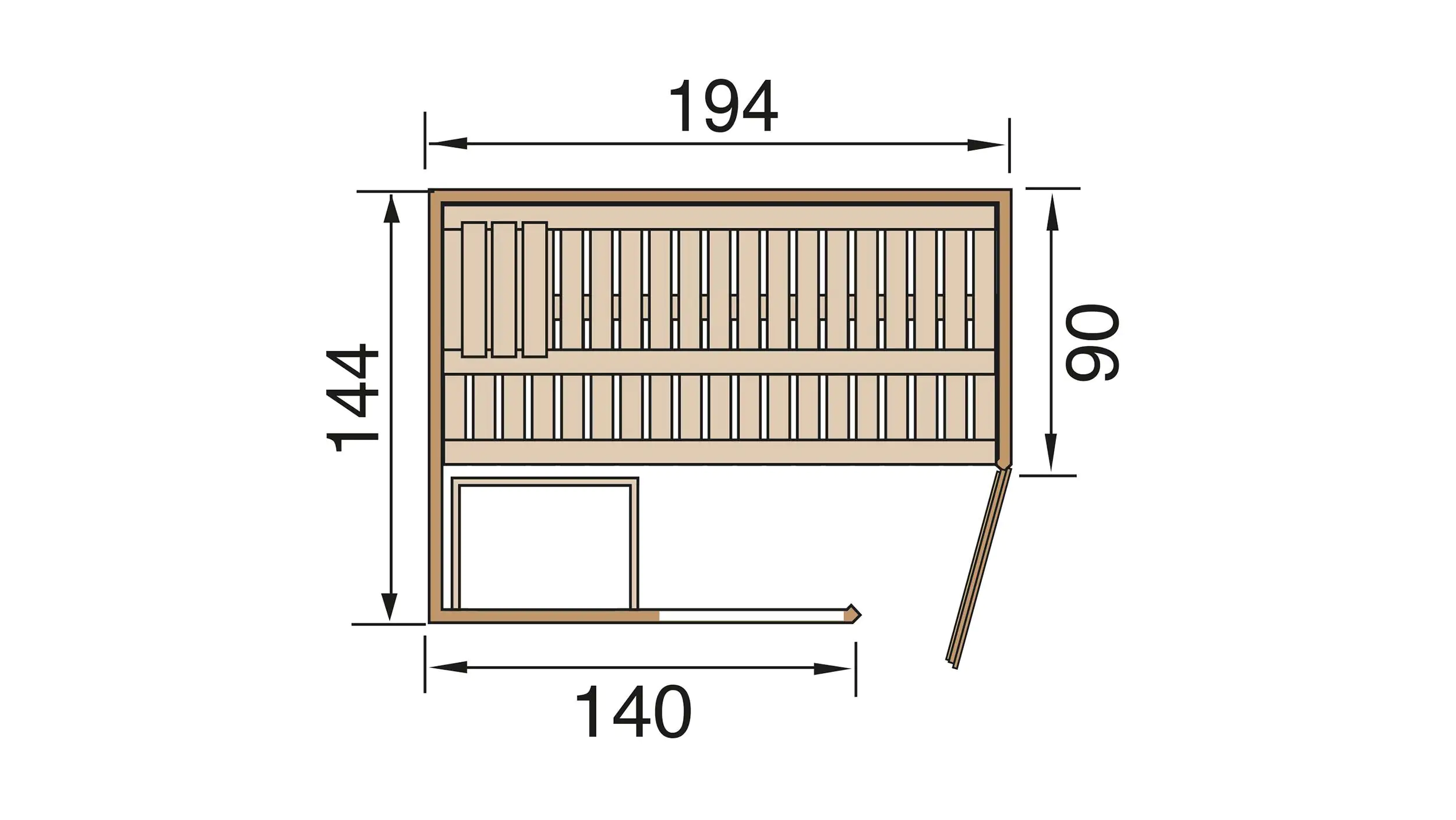 Weka Element-Ecksauna Varberg 1 mit Glastür & Fenster