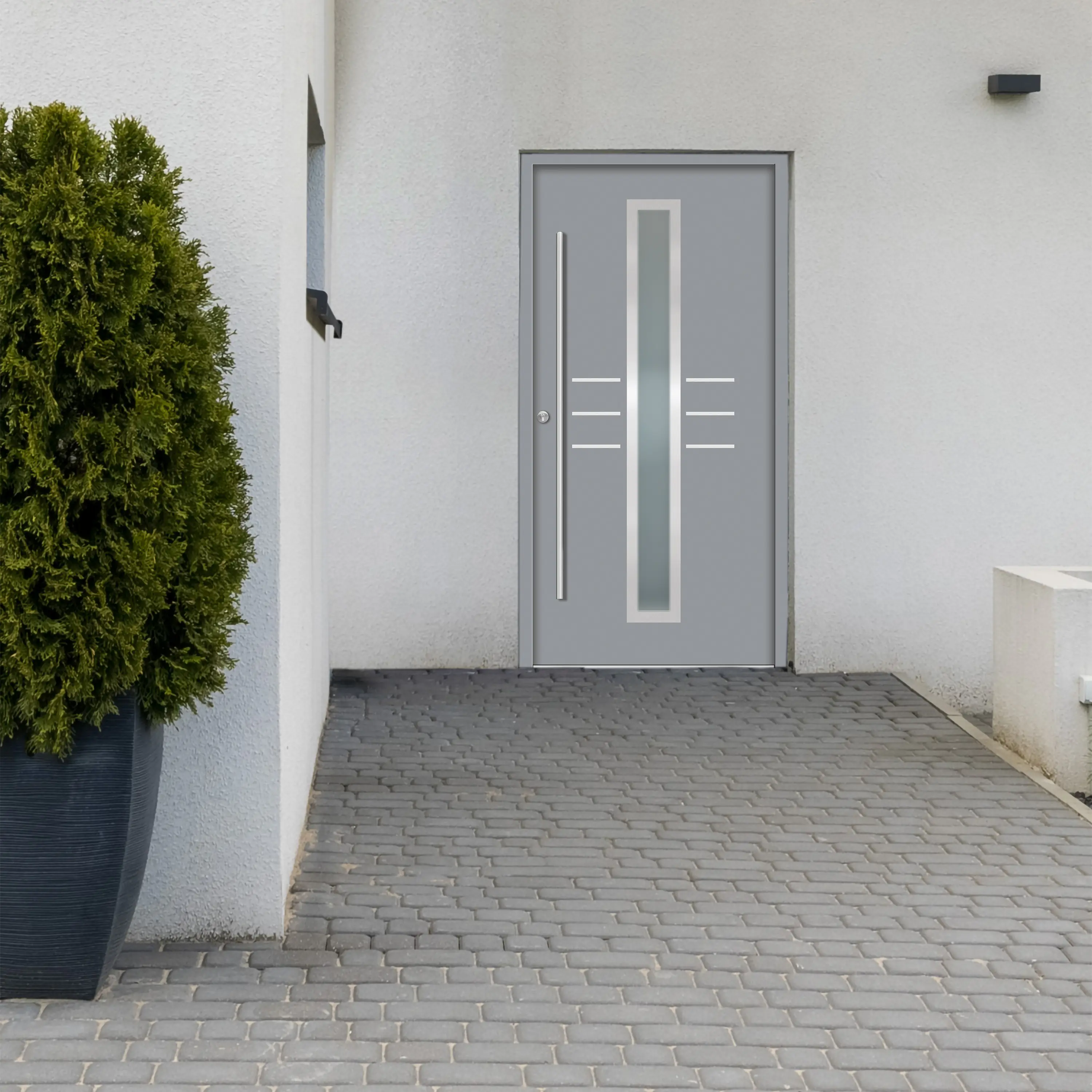 Splendoor Haustür Passivedoor Premium B07 Grau DIN Links 100 x 210 cm
