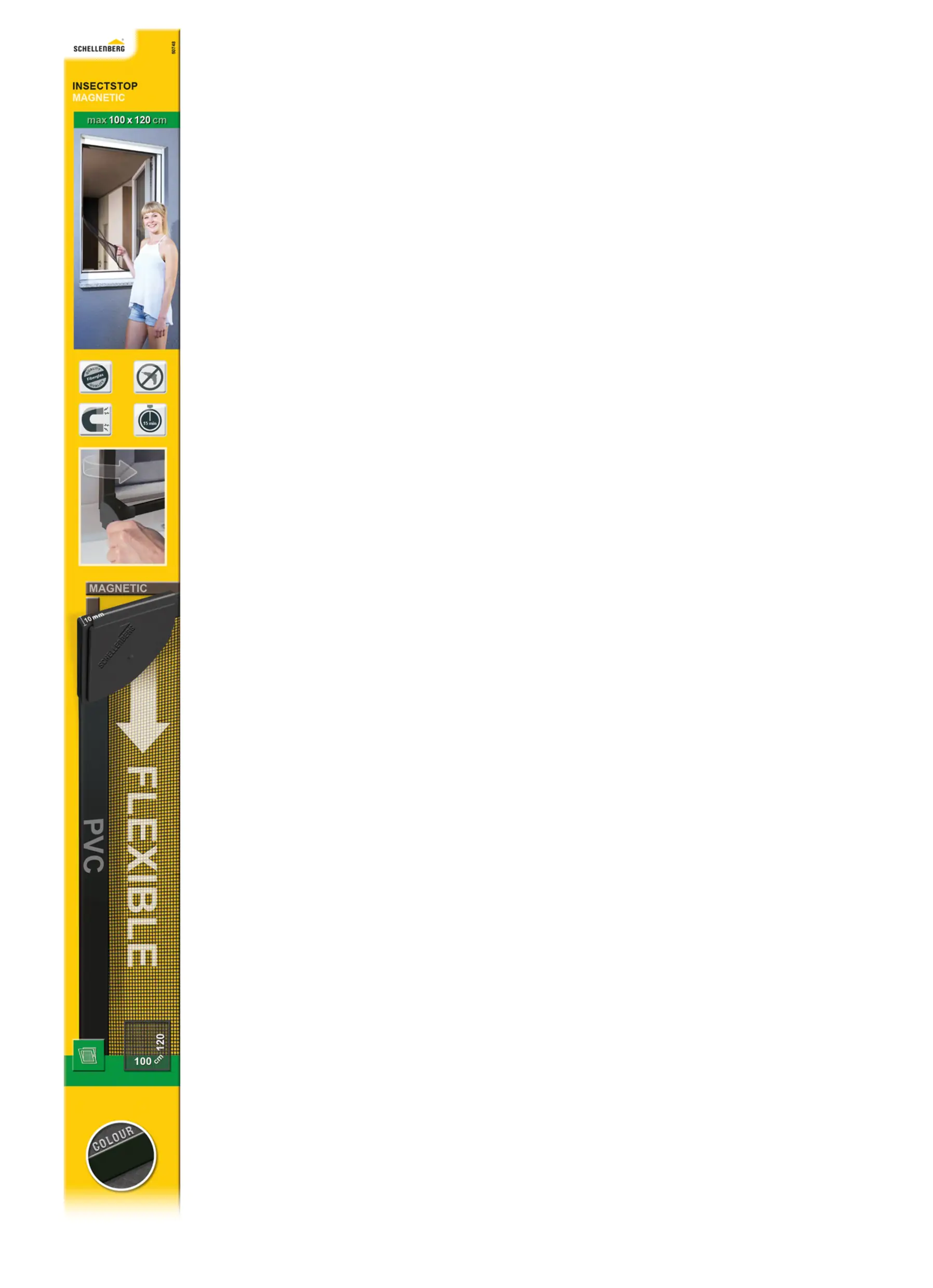 Schellenberg Fliegenschutzmagnetrahmen MAGNETIC 100 x 120 cm anthrazit/anthrazit kürzbar