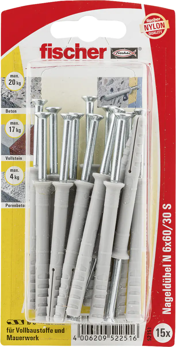 Fischer Nageldübel N 6.0 x 60 mm - 15 Stück