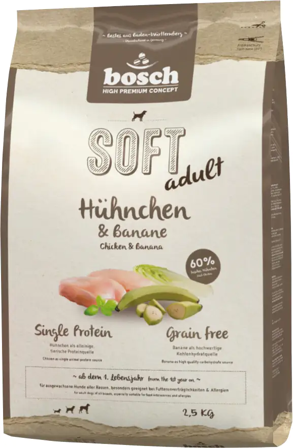 Bosch Hundetrockenfutter Adult Soft 2,5 kg Hühnchen & Banane 