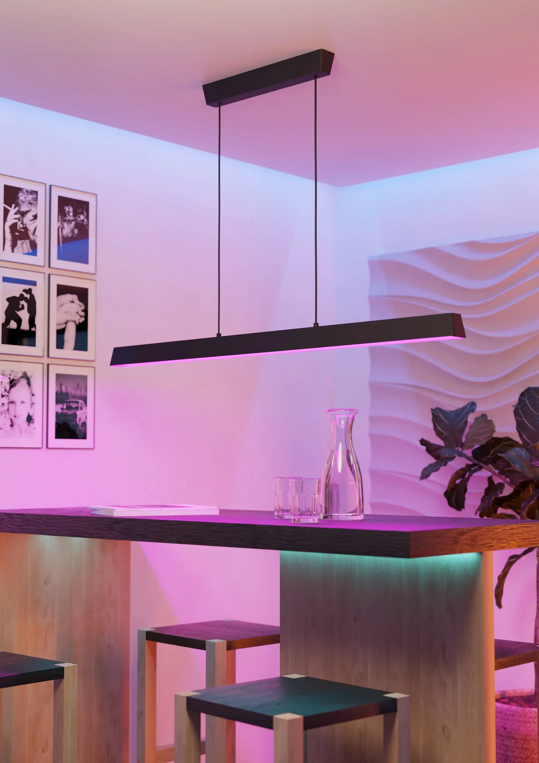 Eglo Connect LED Pendelleuchte Simolaris-Z schwarz 122 x 5,5 cm dimmbar