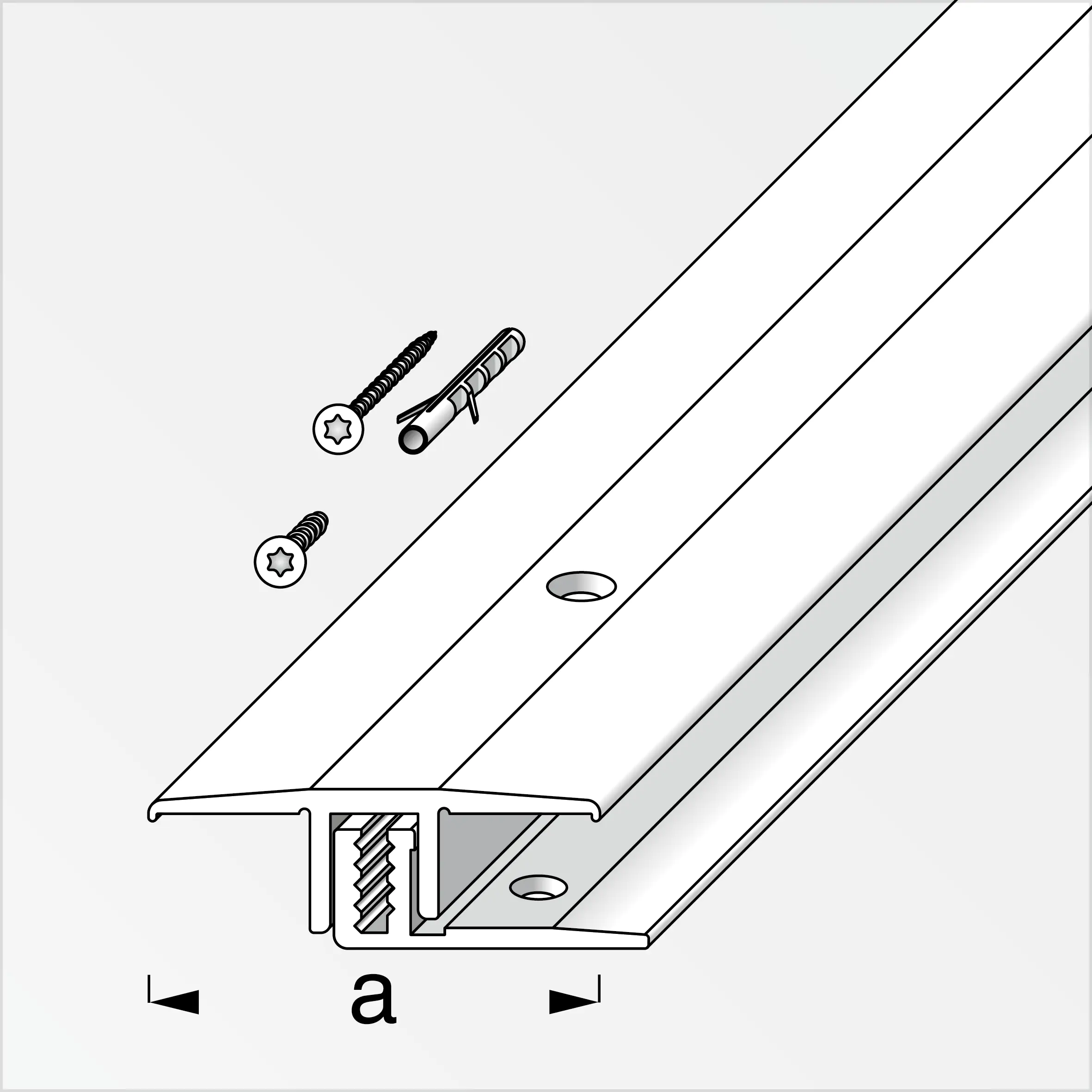 alfer Übergangs-Profil und Träger-Profil 1 m, 33 x 7 - 15 mm Alu  silber