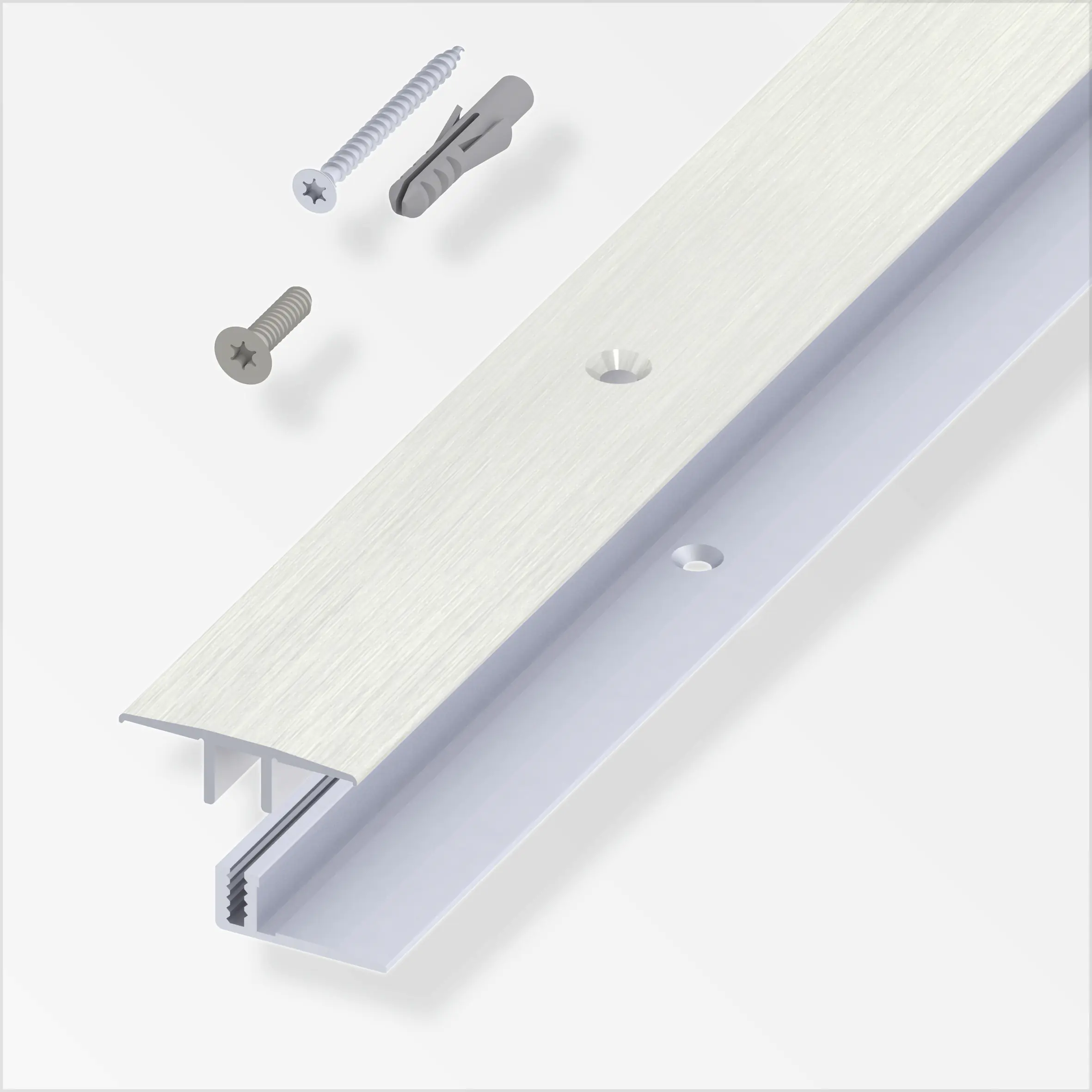 alfer Übergangs-Profil und Träger-Profil 2 m, 33 x 7 - 15 mm Alu gebürstet
