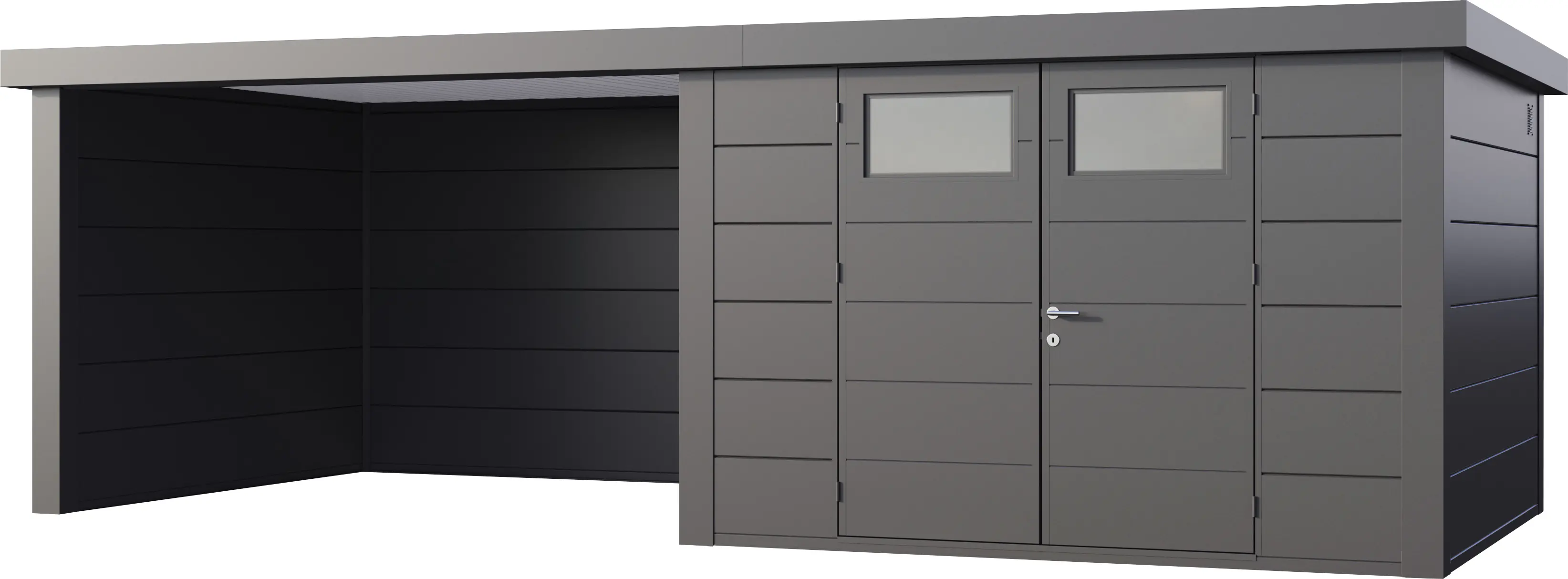 Telluria Gerätehaus Classico Lounge L 3030 links granitgrau 642 x 298 cm