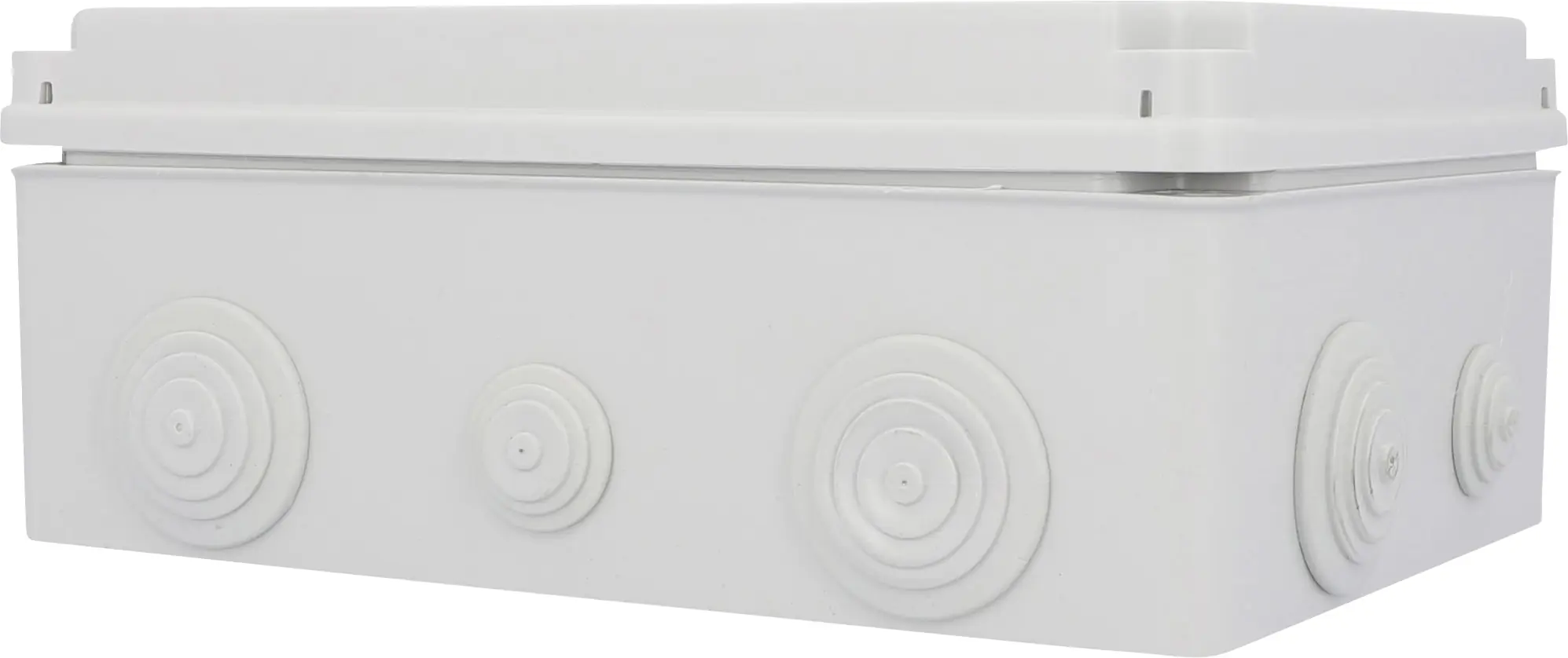 Aufputz- Abzweigdose IP65, mit Schraubdeckel, 250 x 104 x 195 mm, grau