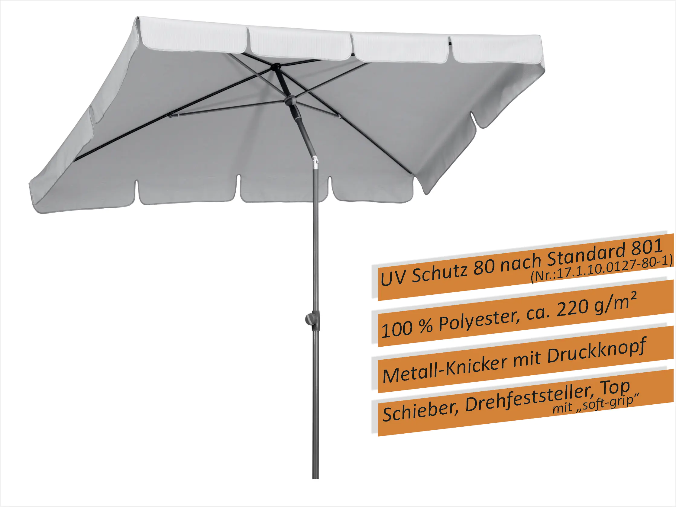 Schneider Sonnenschirm Aquila silbergrau 225 x 120 cm