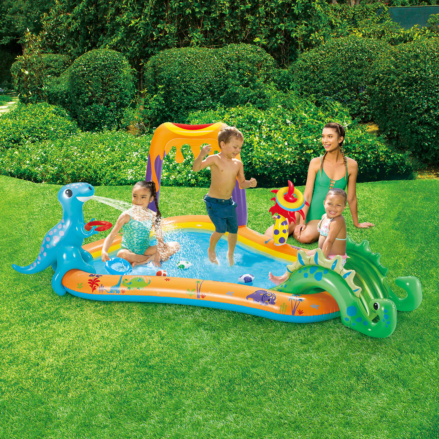Summer Waves Aufblasbarer Dinosaurier-Pool und Spielcenter