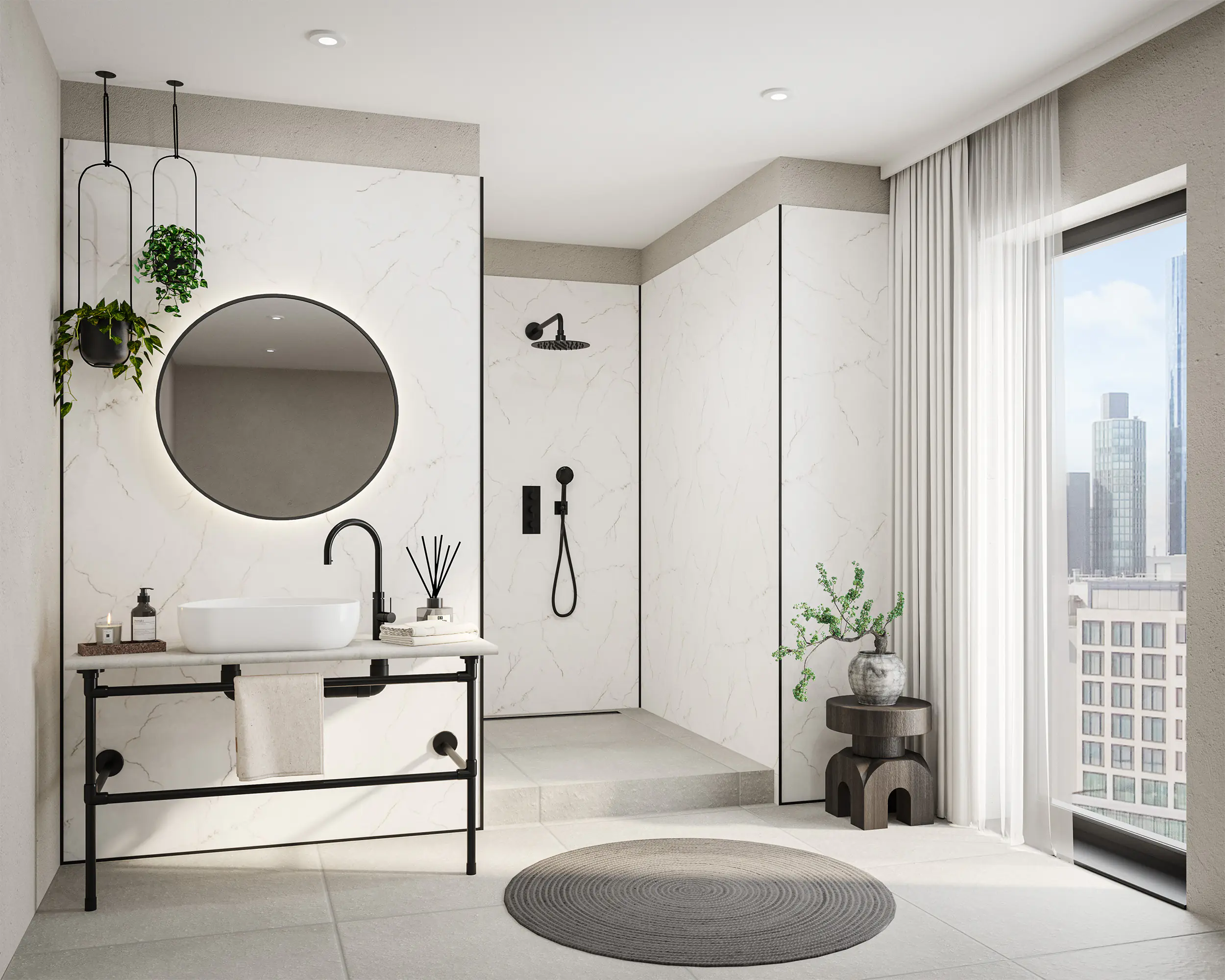 Wetwall Alloy Wandpaneel  Bianco Venato 90 x 244 cm
