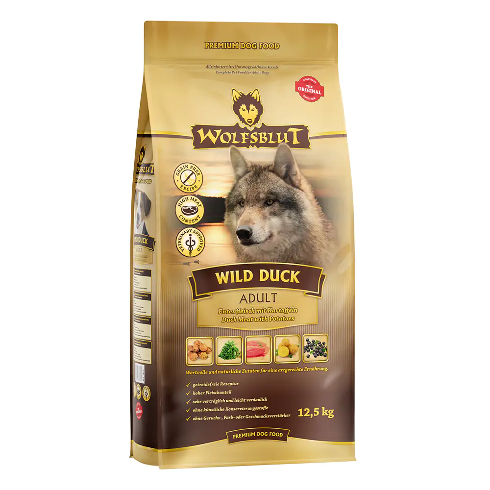 Wolfsblut Wild Duck Hundetrockenfutter Adult getreidefrei 12,5 kg Ente
