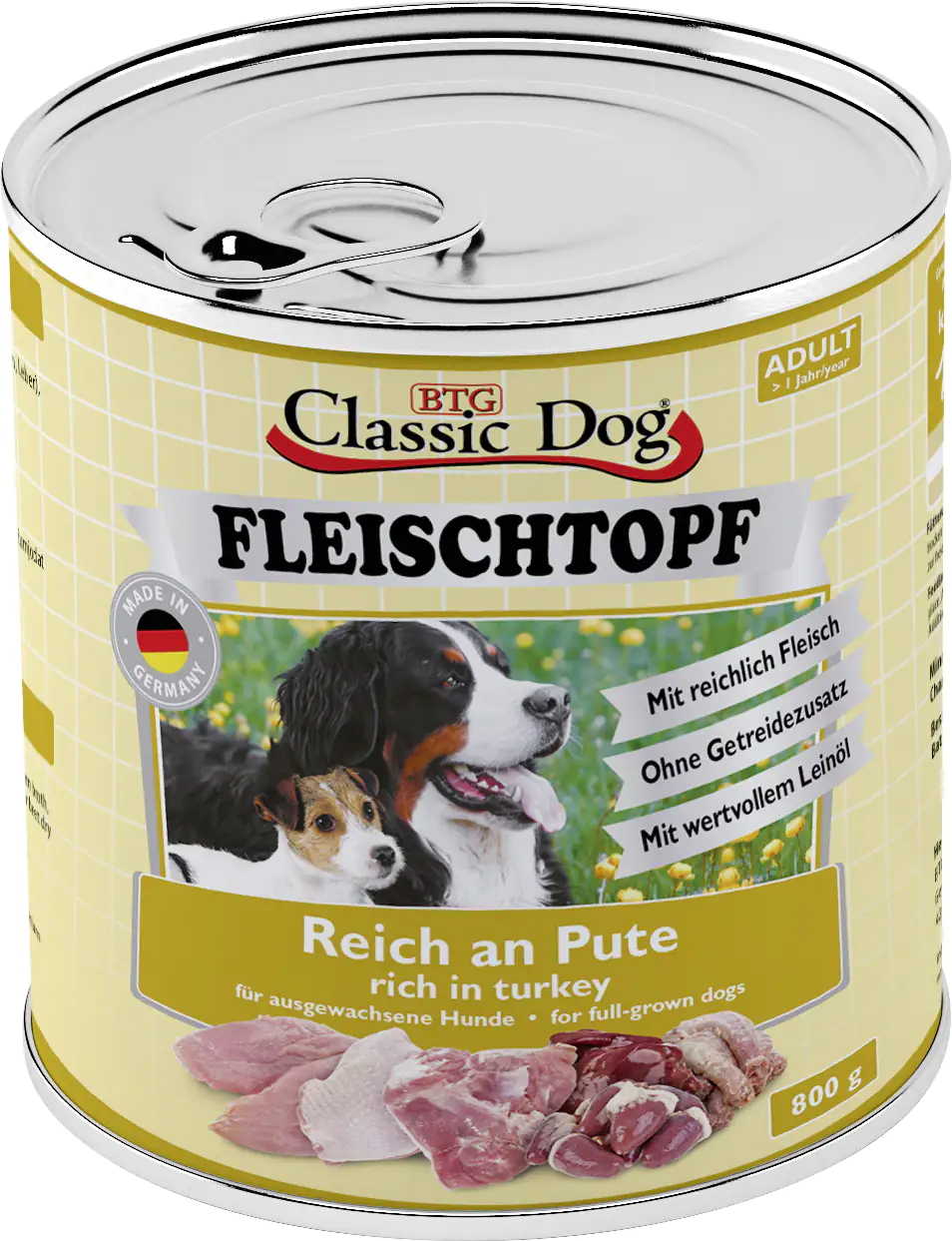 Classic Dog Hundenassfutter Fleischtopf Adult getreidefrei 800 g Pute