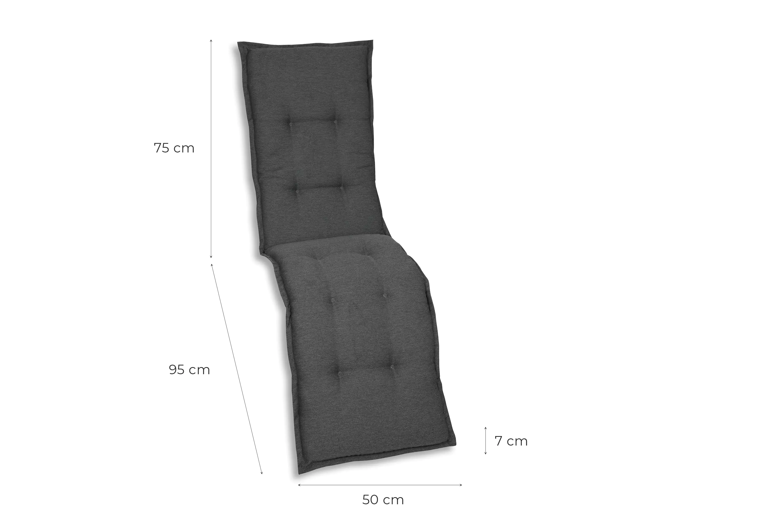 GO-DE Relax-Auflage 170 cm x 50 cm x 7 cm, grau, anthrazit