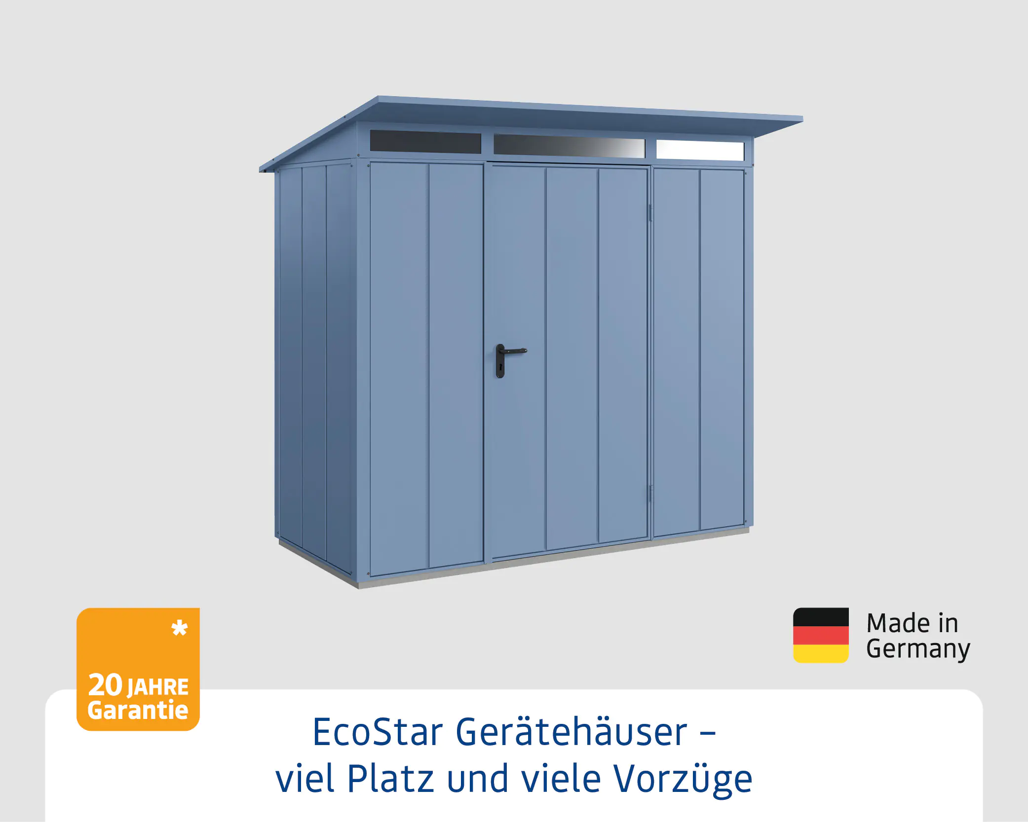 EcoStar Gerätehaus Elegant-P Typ 1 taubenblau 247,9 x 153 x 228,6 cm