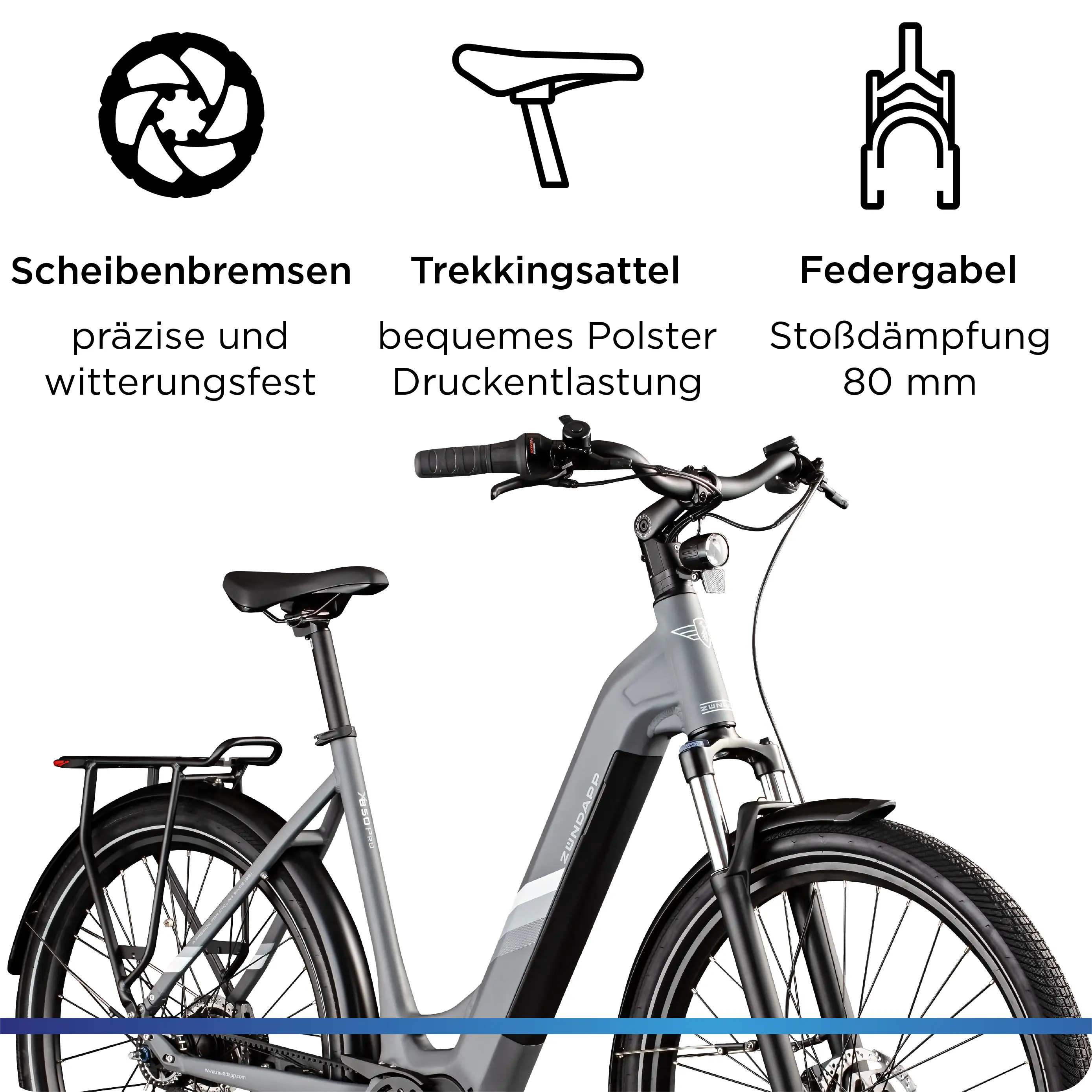 Zündapp E-Bike Trekking X850 Pro 29 Zoll 5-Gang 550 Wh grau