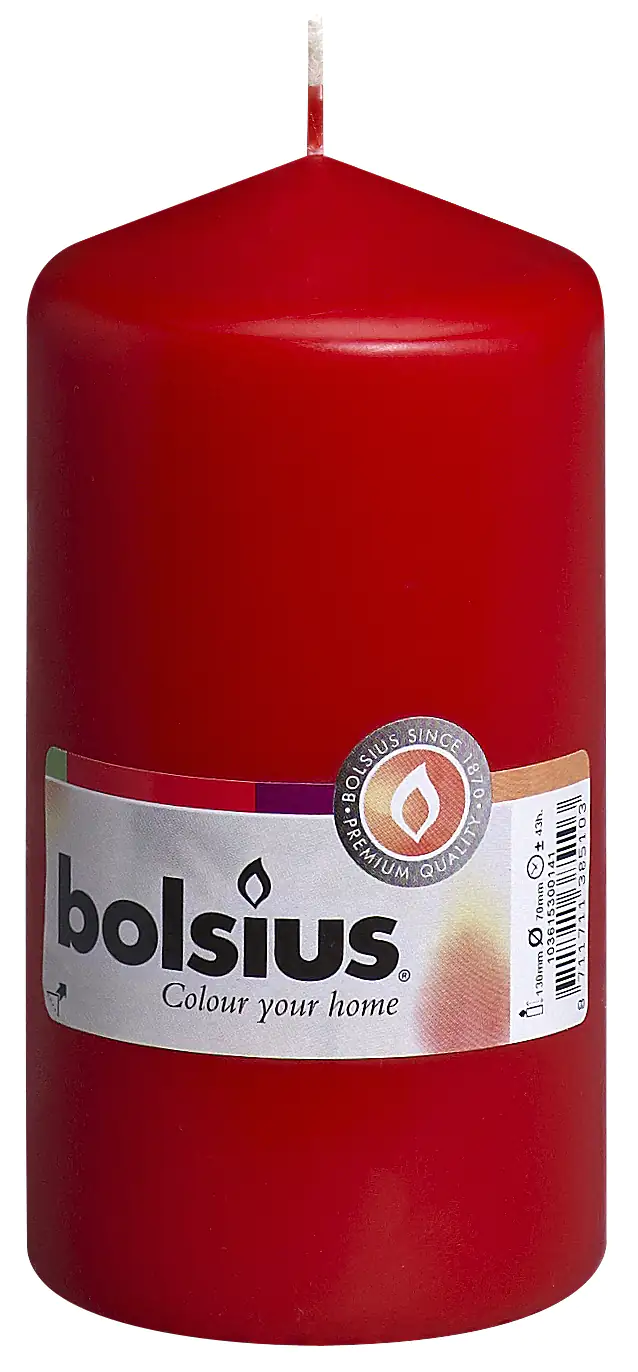 Bolsius Stumpenkerze rot, Höhe 13 cm, Ø 6,8 cm