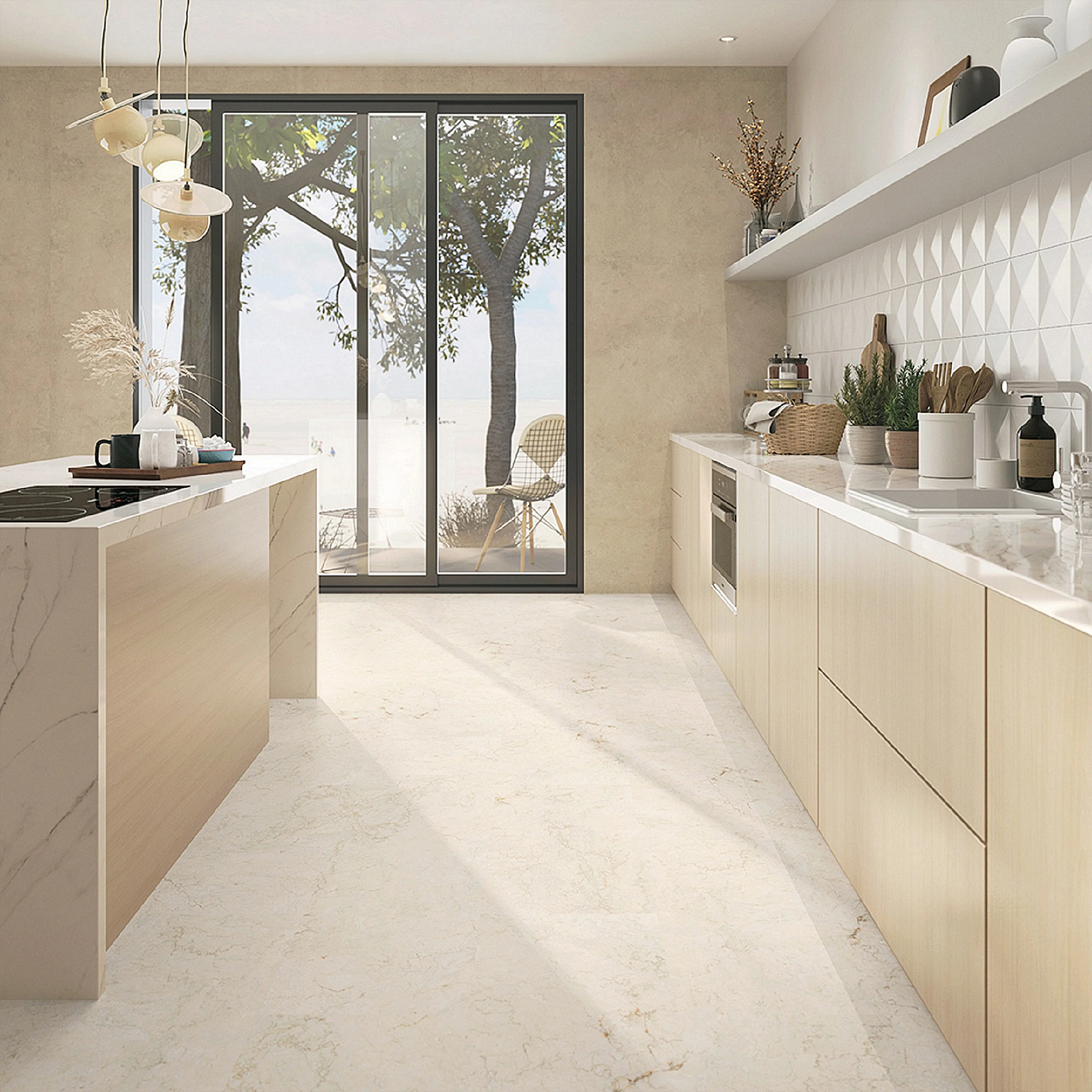 Classen Vinylboden Fliese Ceramin Floors Tera Marmor weiß