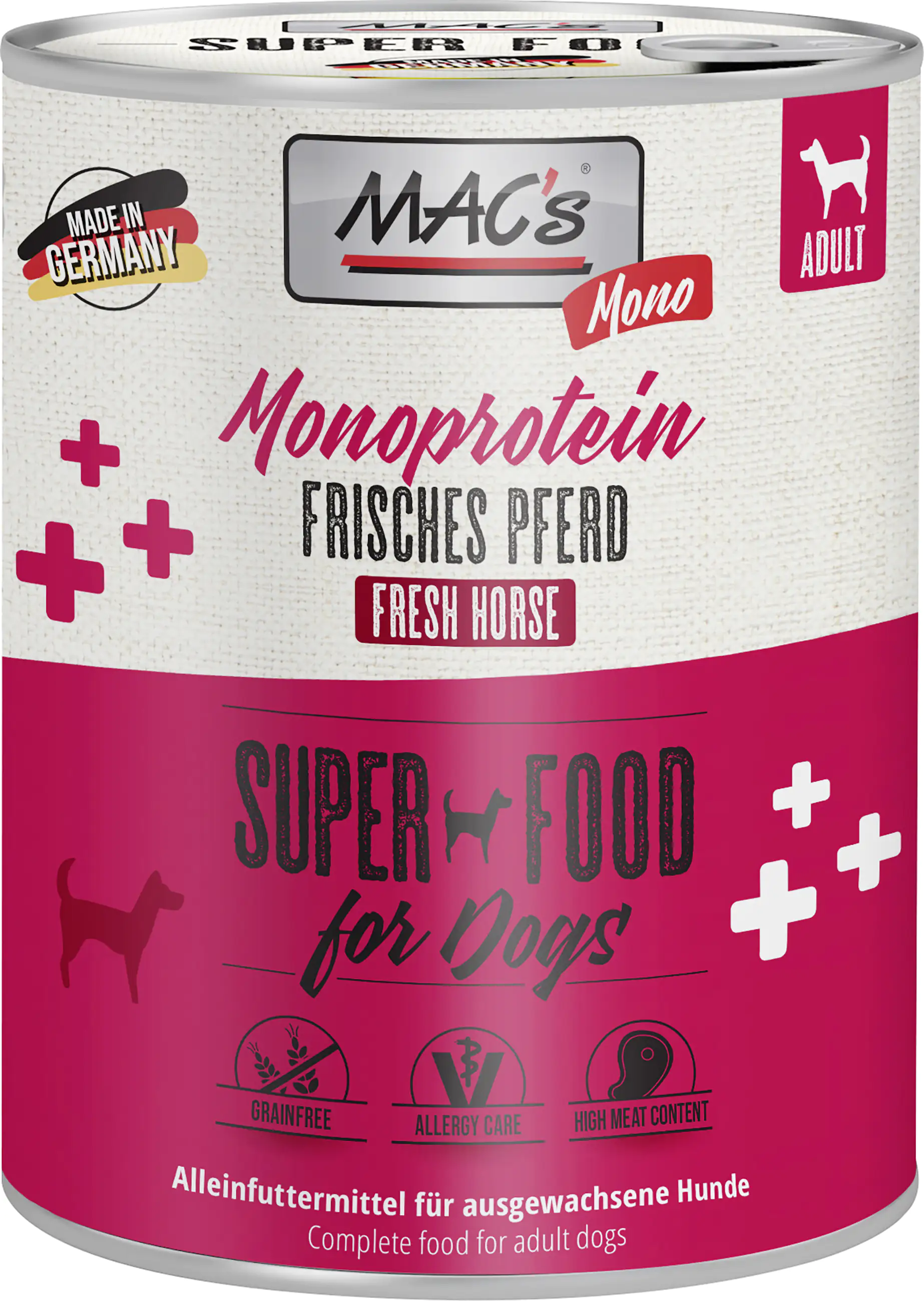 Macs Dog Mono Hundenassfutter Adult getreidefrei 800 g Pferd