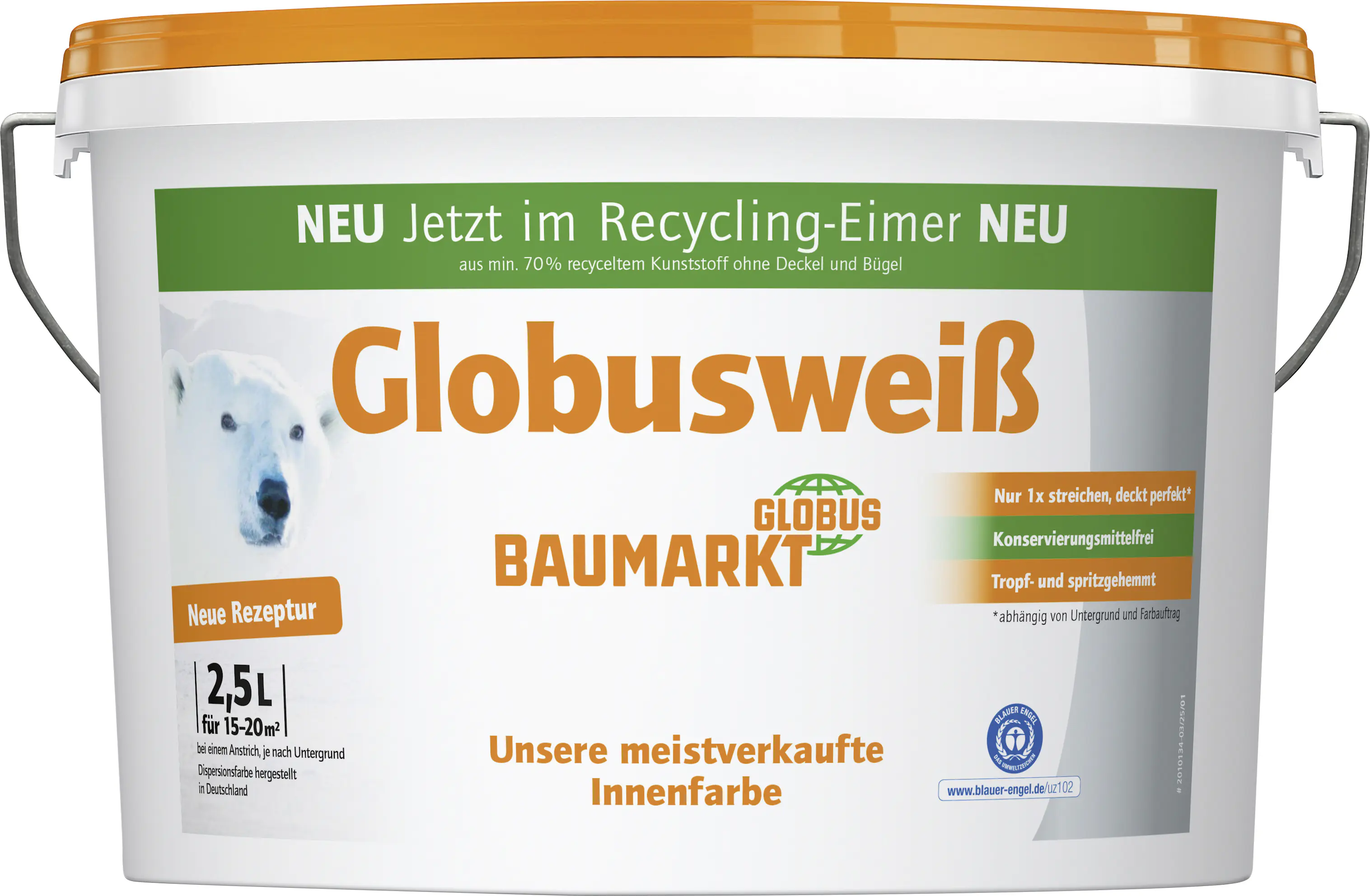 Globusweiß Wandfarbe weiß matt 2,5 L
