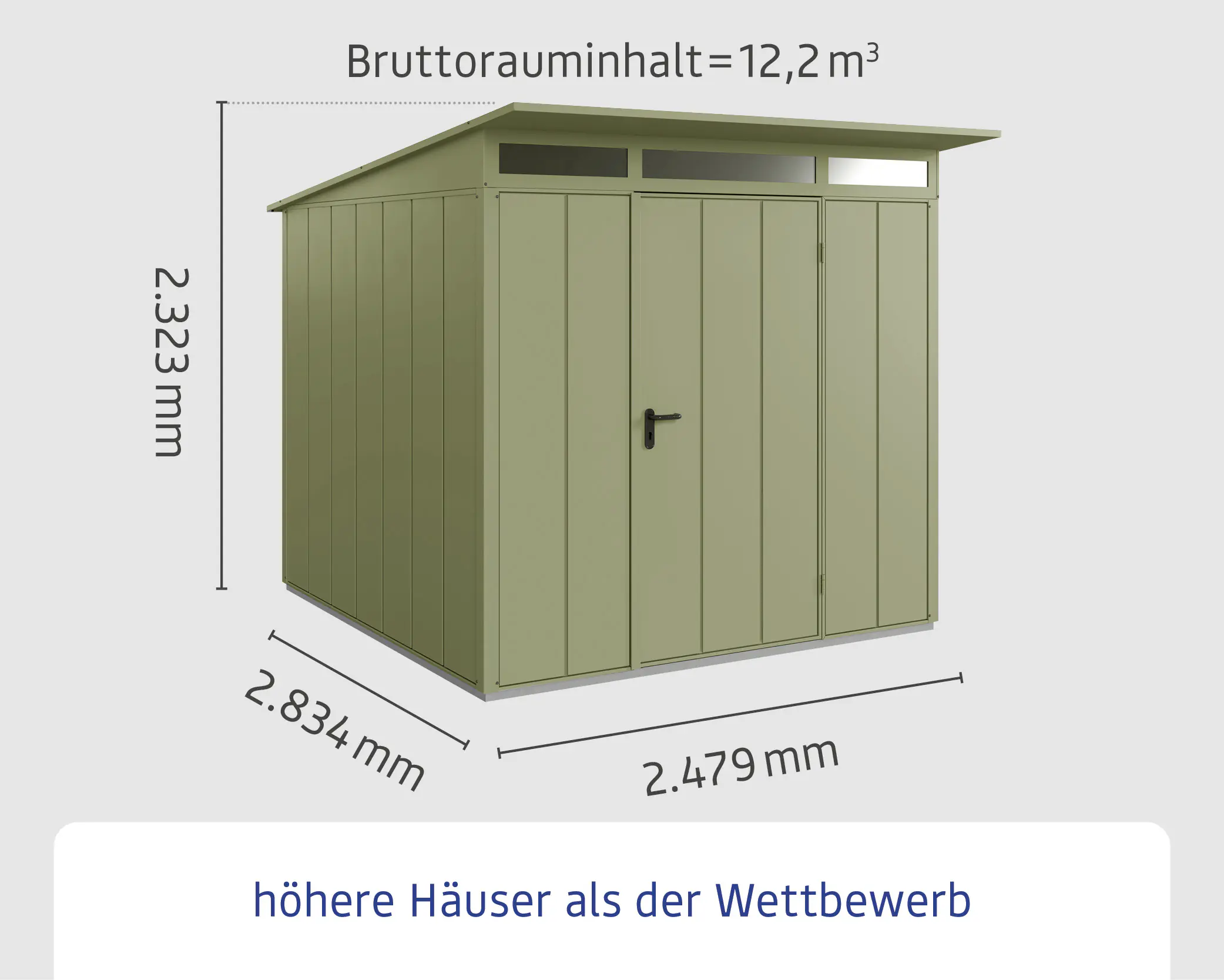 EcoStar Gerätehaus Elegant-P Typ 2 Schilfgrün 247,9 x 283,4 x 232,3 cm