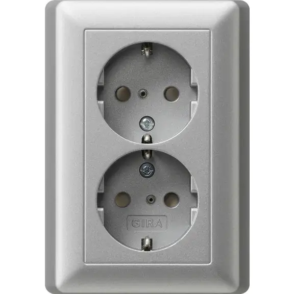 Gira Doppelsteckdose E2, aluminium, 078326
