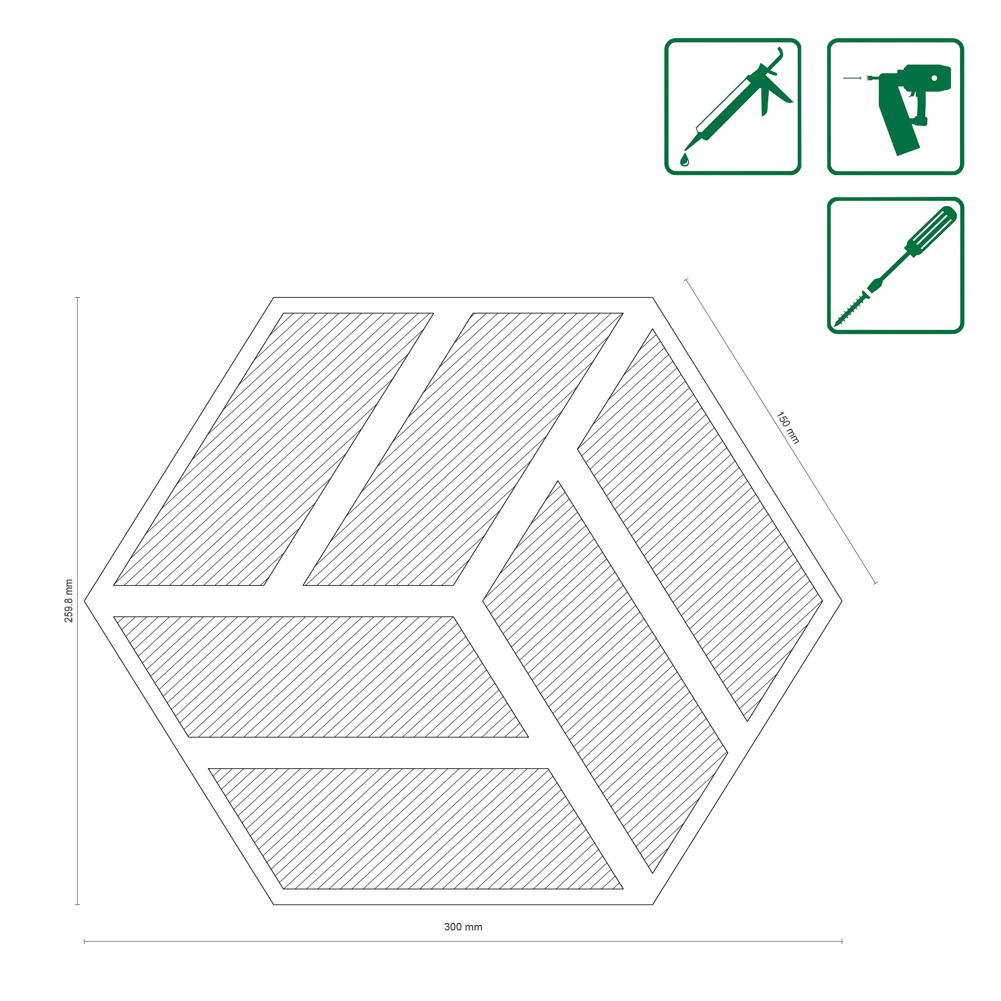 Neuhofer Akustikpaneele Hexago Eiche furniert 30 x 26 x 1,9 cm 