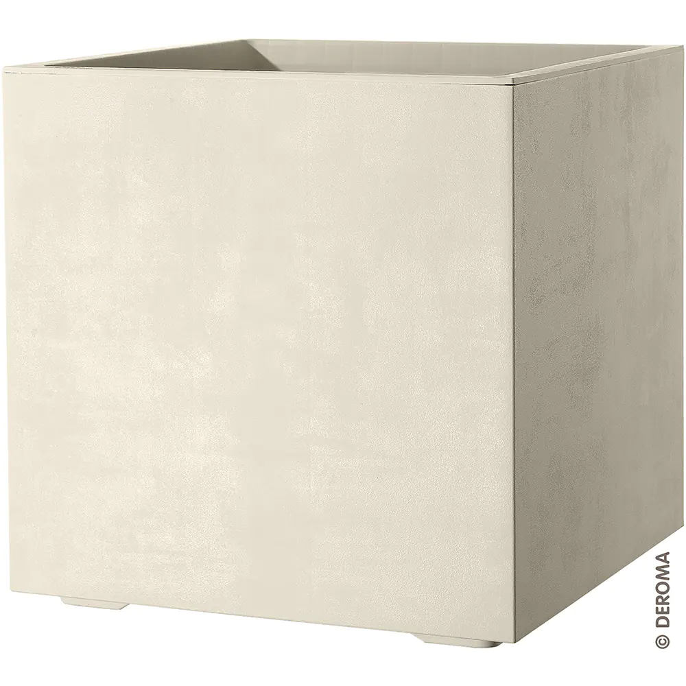 Deroma Pflanztopf Quadro Millennium Kunststoff 49 cm perlweiß mit Ablauflöchern