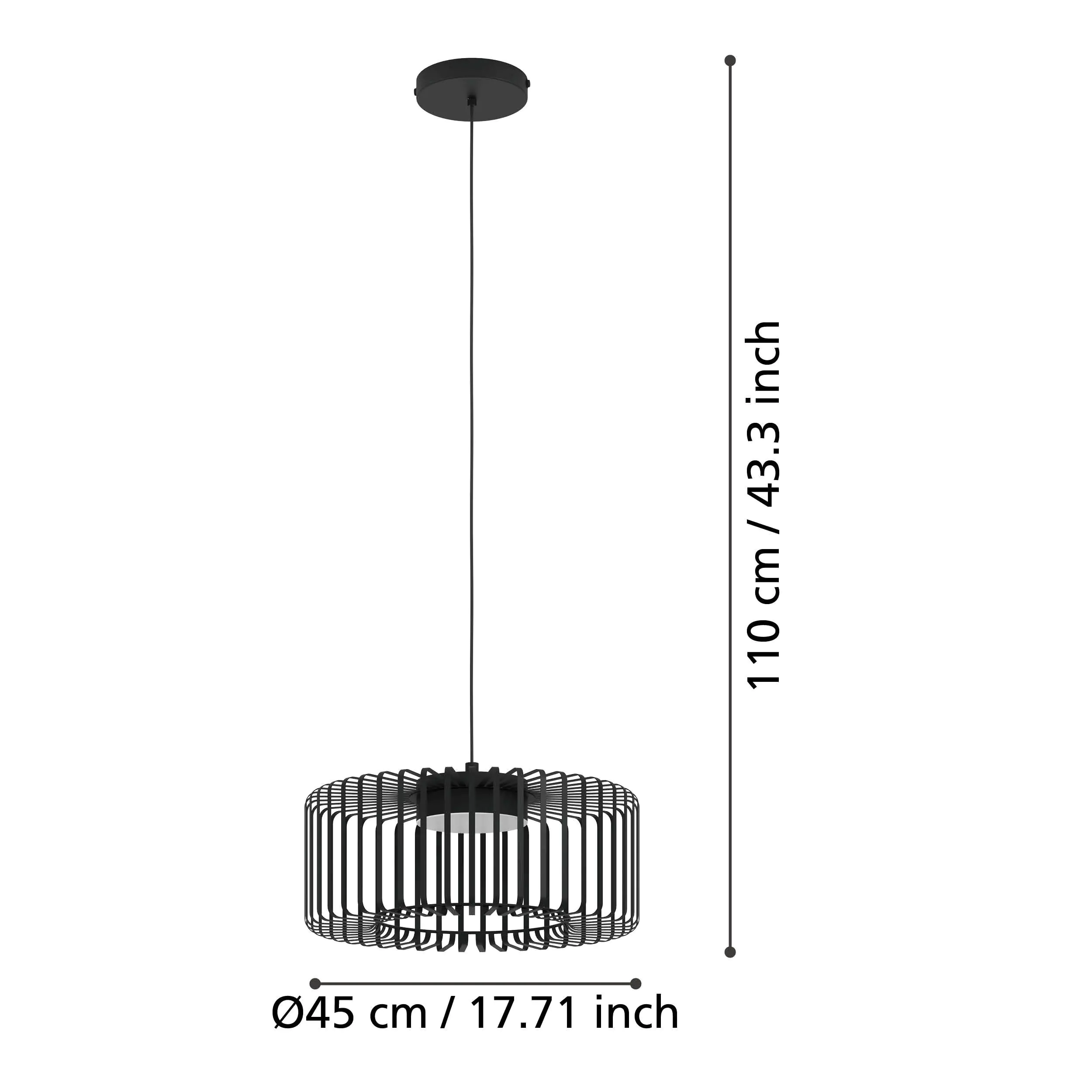 Eglo Connect LED Pendelleuchte Ginestrone-Z schwarz 45 x 110 cm