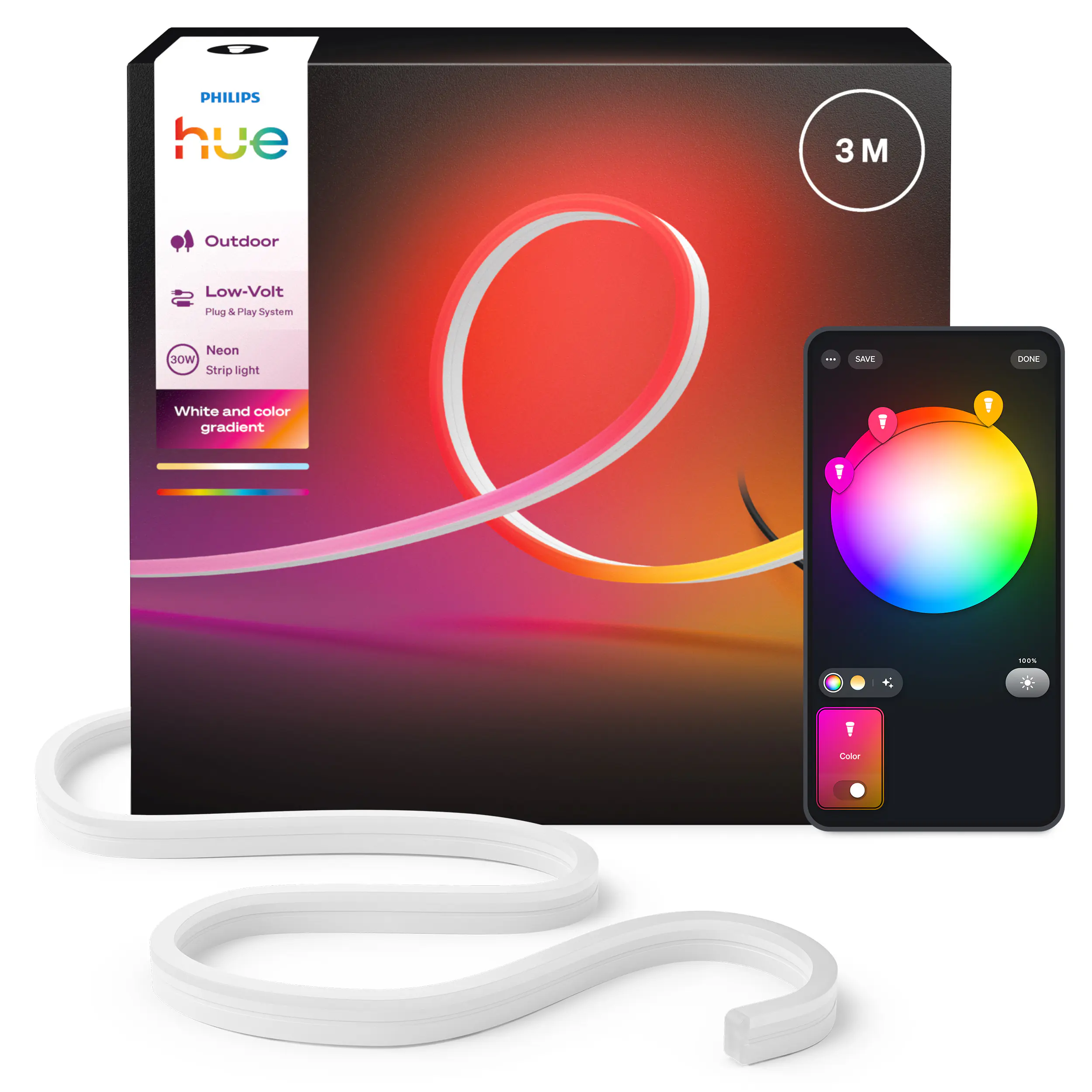 Philips Hue LED-Streifen Neon Gradient Outdoor 3 m 30 W RGBW weiß dimmbar