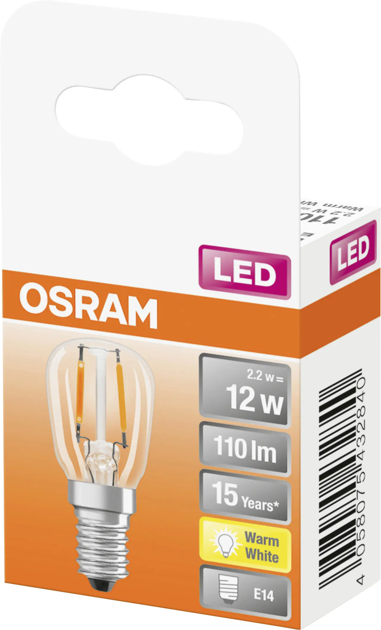 Osram LED Speziallampe T26 E14 1,3W warmweiß, klar