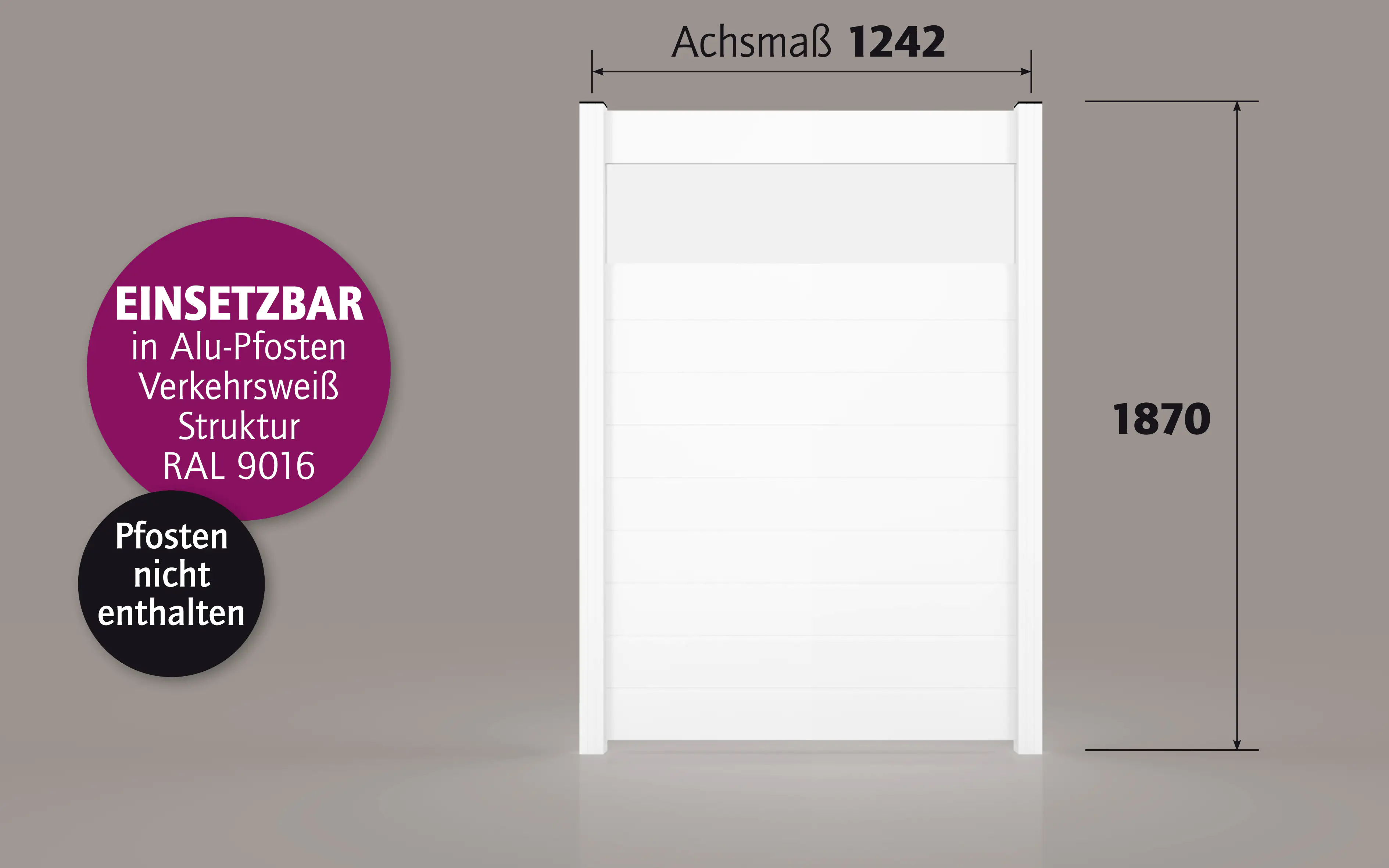 Ambiente Alu-Zaun Paneel 150 + ESG 8 mm 120 cm x 180 cm 22 mm stark