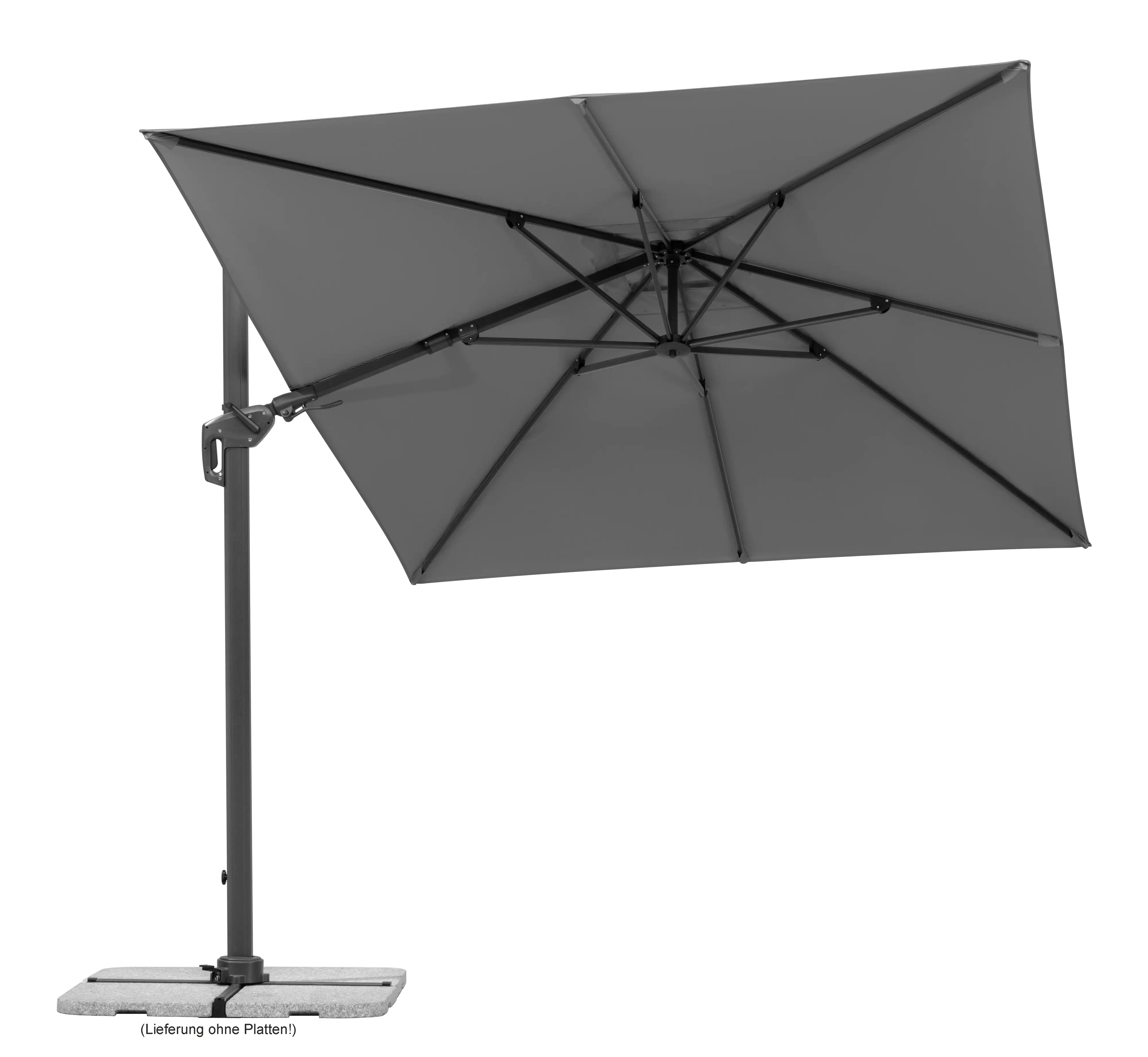 Schneider Ampelschirm Rhodos Twist anthrazit 350 x 260 cm inkl. Sonnenschirmhülle