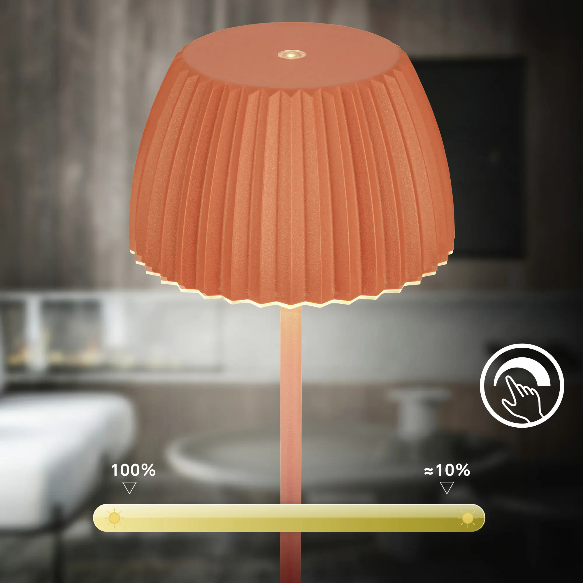 Briloner LED-Tischleuchte Riffle mit Akku orange dimmbar