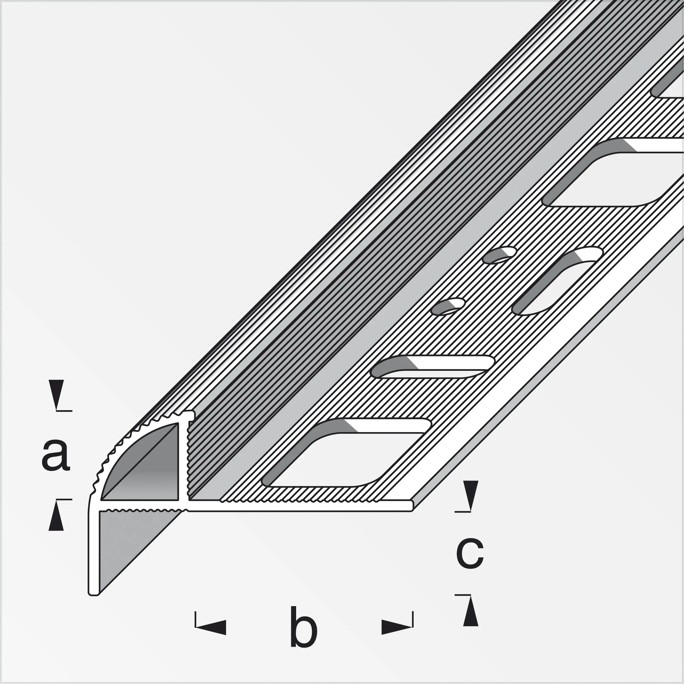 alfer Treppenkantenprofil 2.5 m, 10 x 19.5 x 7.5 mm Alu eloxiert silber