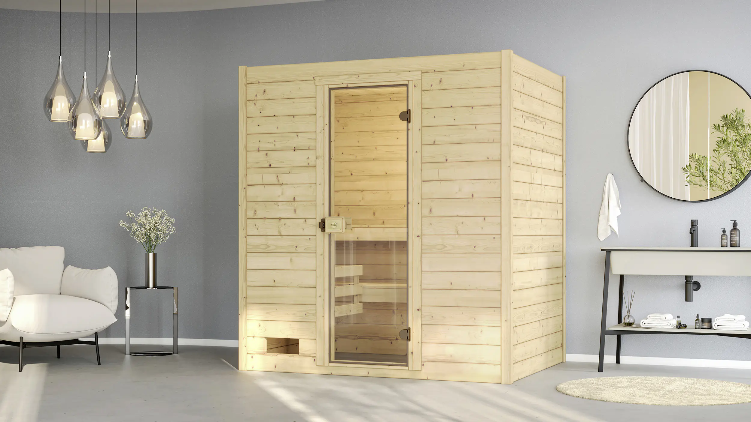 Weka Massivholzsauna Valida 2 mit Glastür