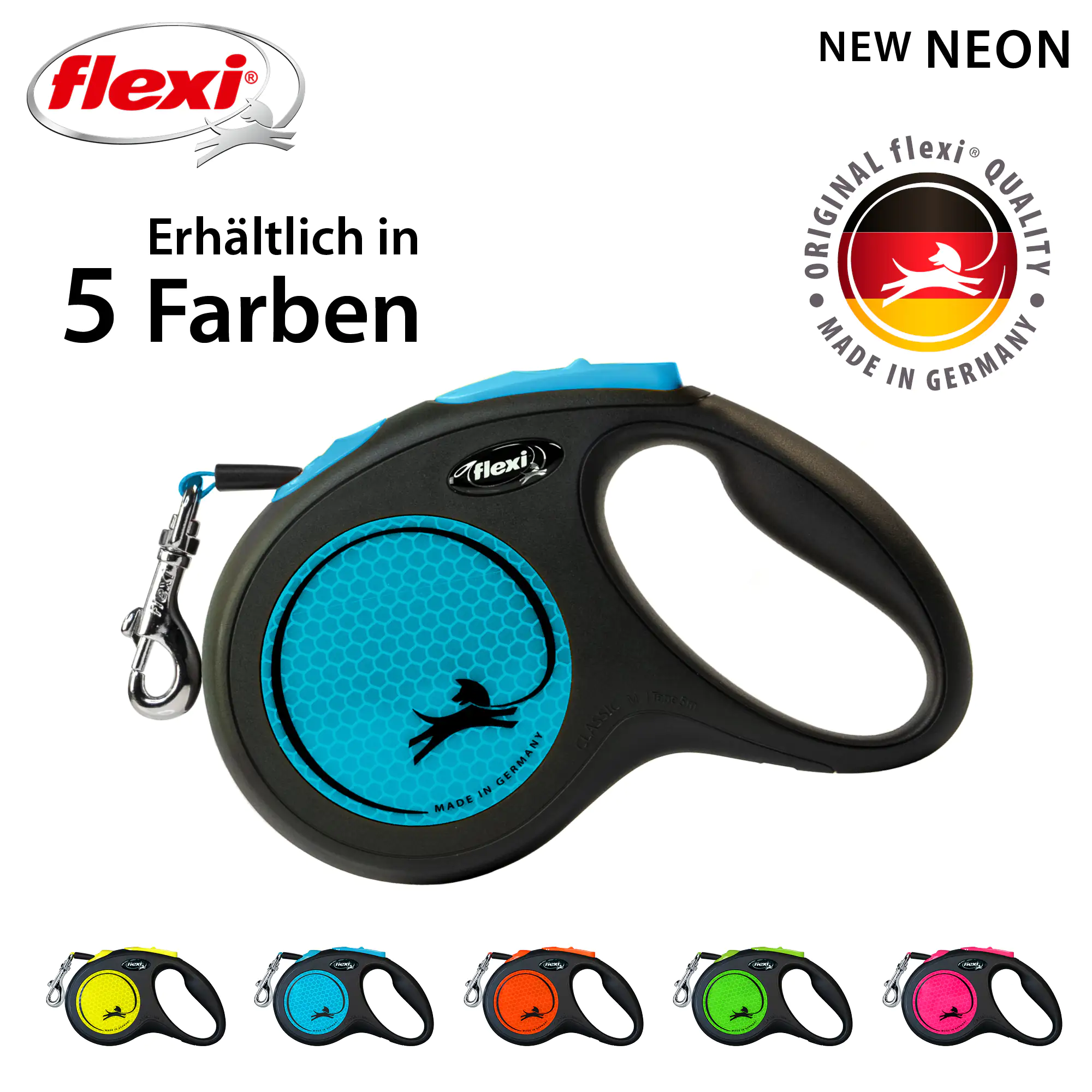 Flexi Hundeleine New Neon Gurt M neonblau