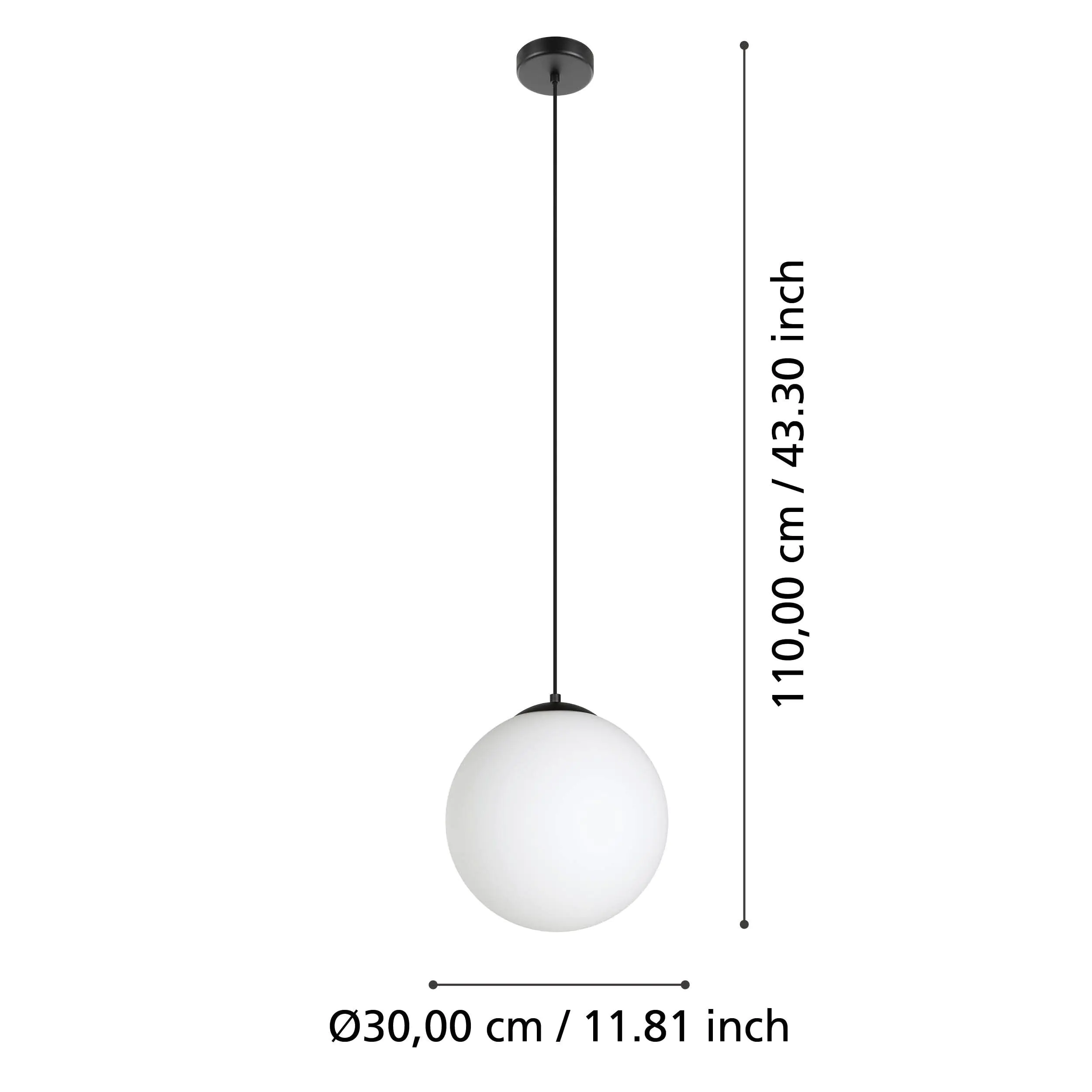 Eglo Pendelleuchte Rondo 3 schwarz opal 30 x 110 cm
