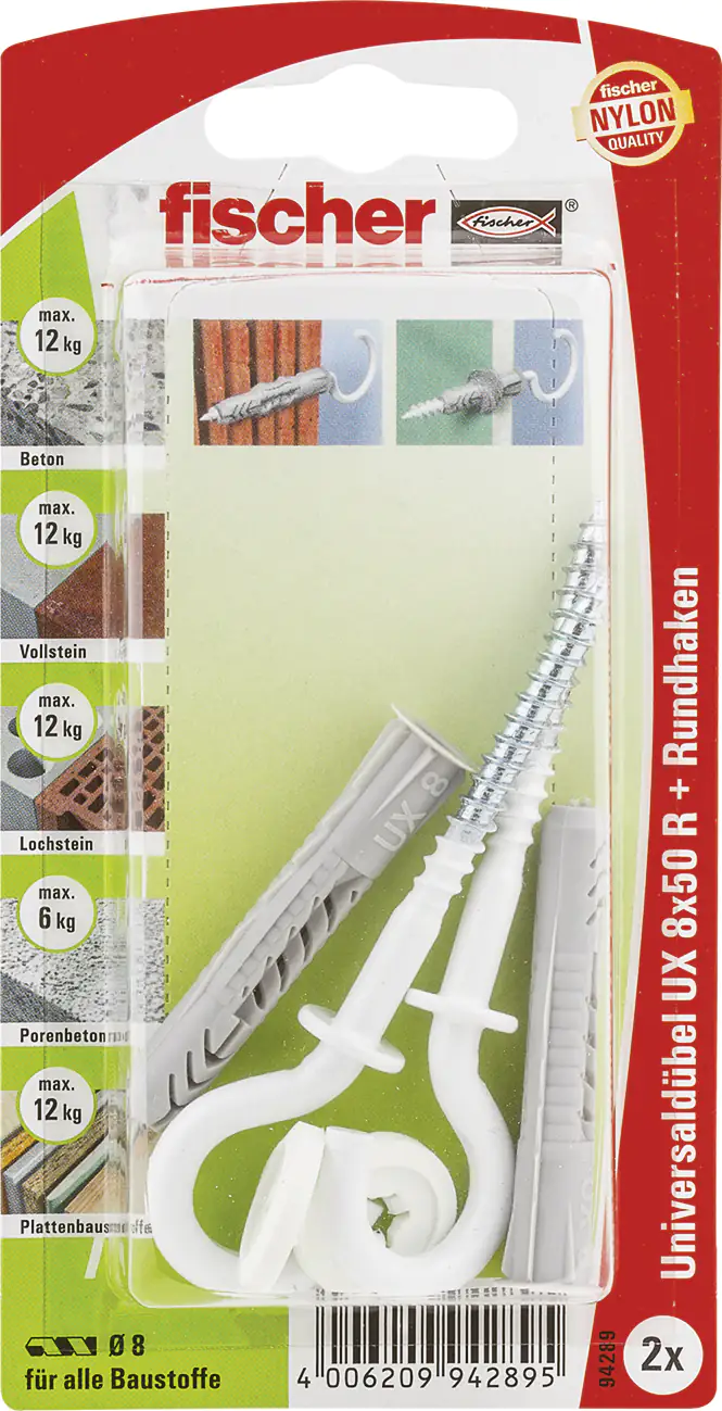 Fischer Universaldübel-Set UX 8.0 x 50 mm - 2 Stück