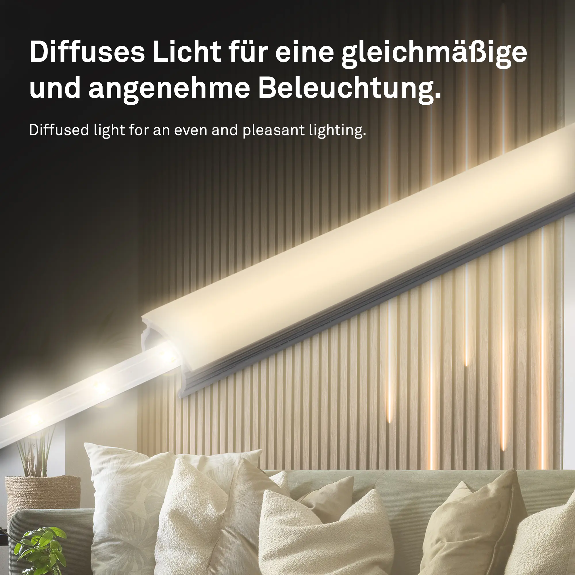 PC Profil Diffusor für Akustikpaneele Kunstoff 130 cm Rauchglas Optik 16-17 mm