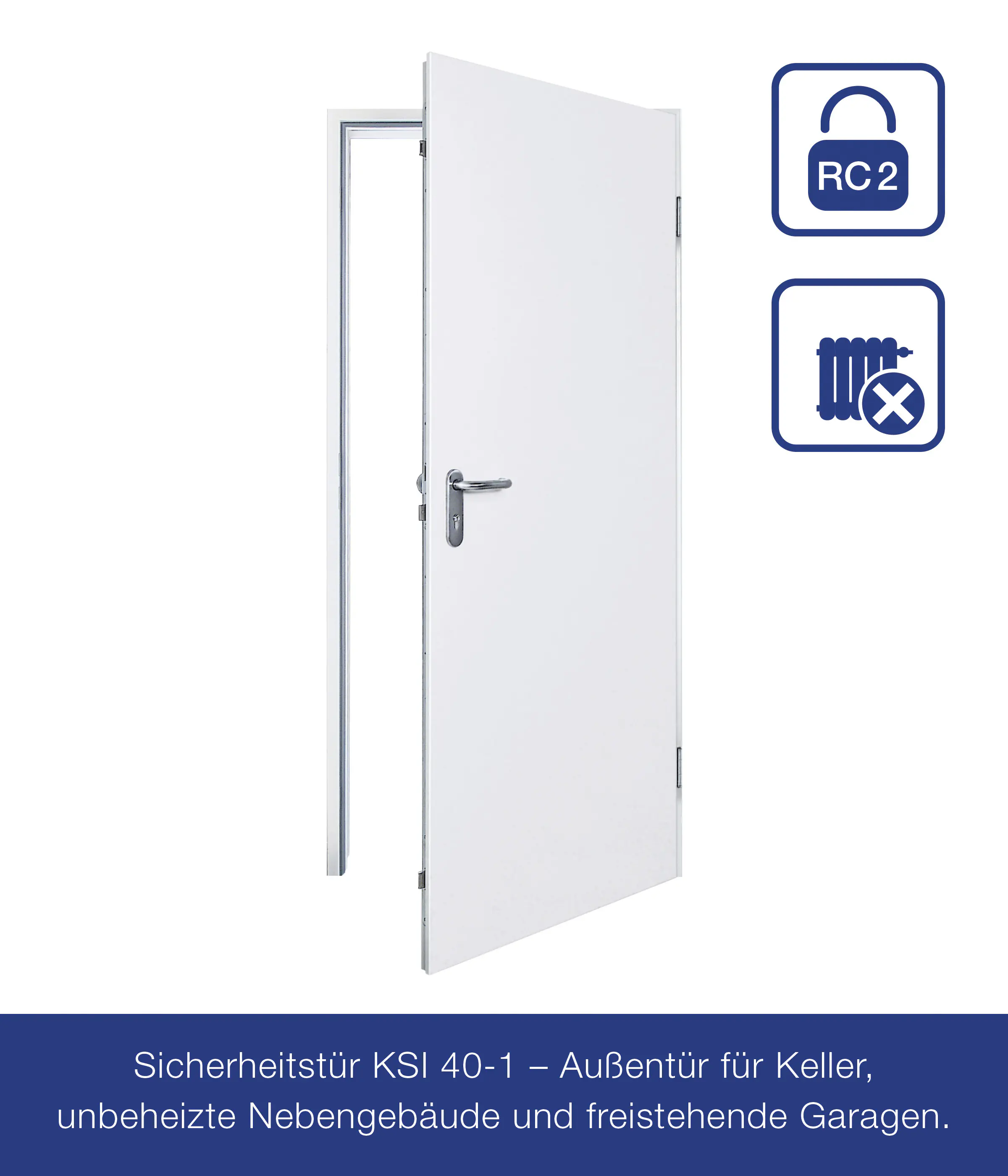 Hörmann Sicherheitstür KSI 40 RC2 verkehrsweiß 75 x 187,5 cm DIN rechts