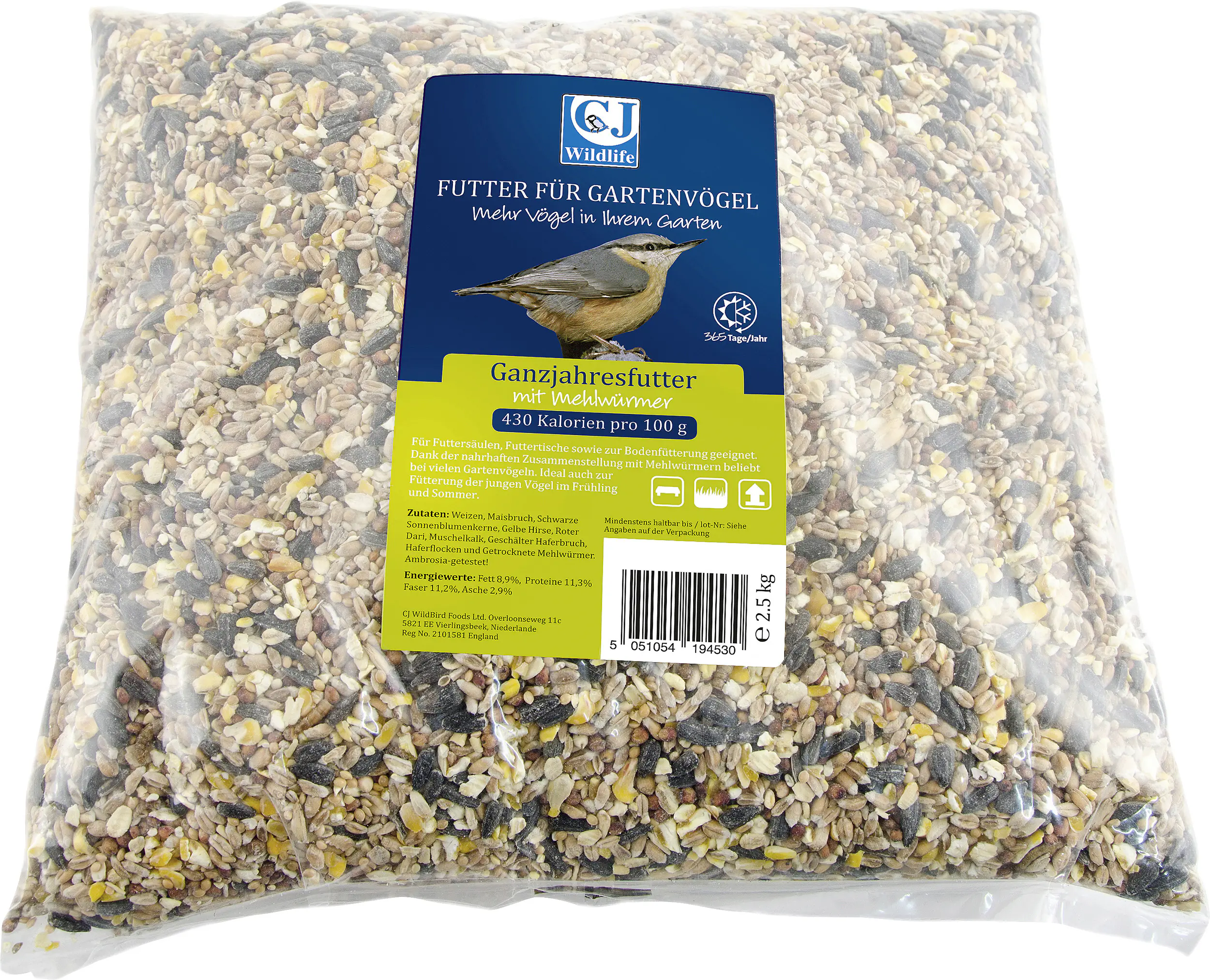 Wildvogelfutter mit Insekten 2,5 kg Beutel