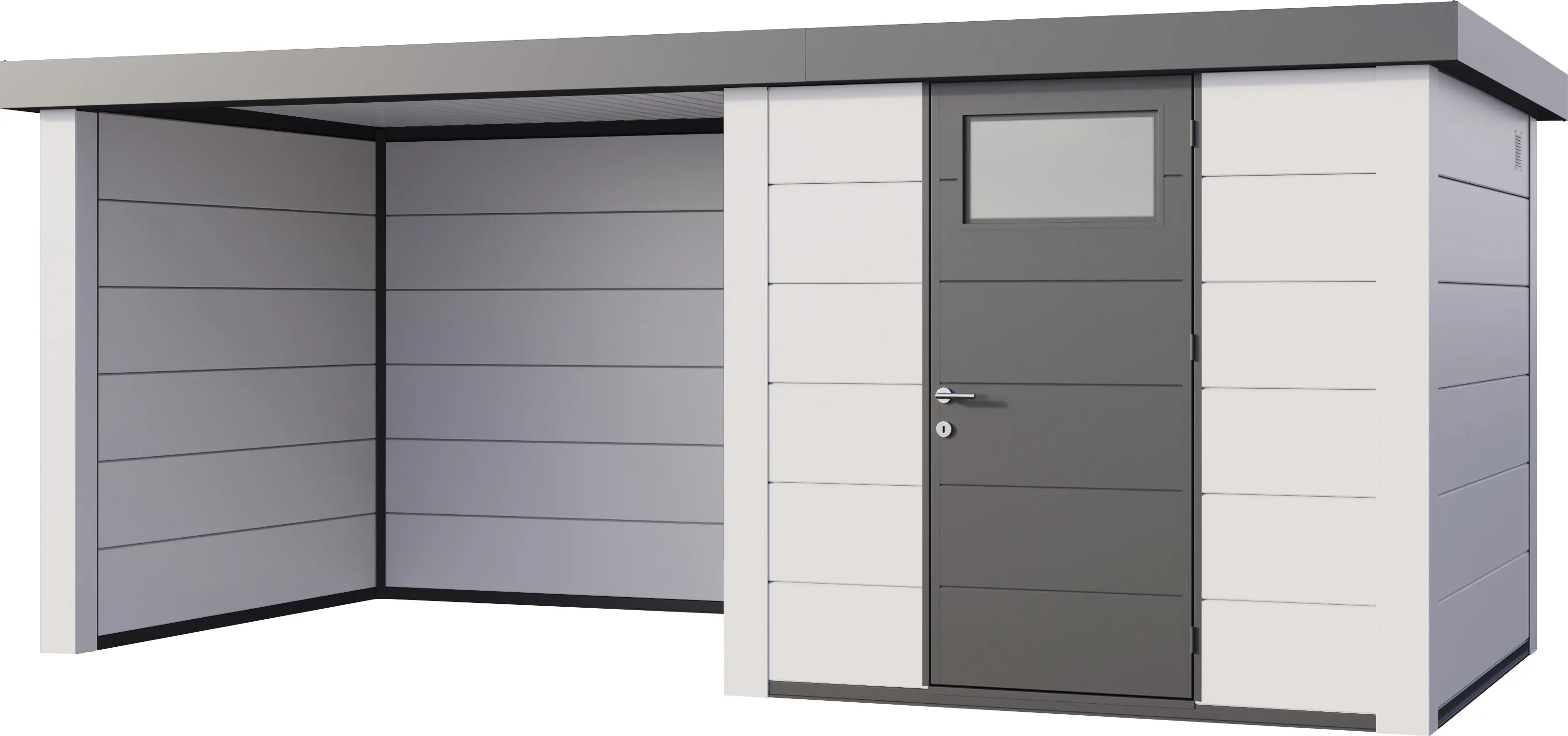 Telluria Gerätehaus Classico Lounge S 2424 links EW weiß 522 x 238 cm