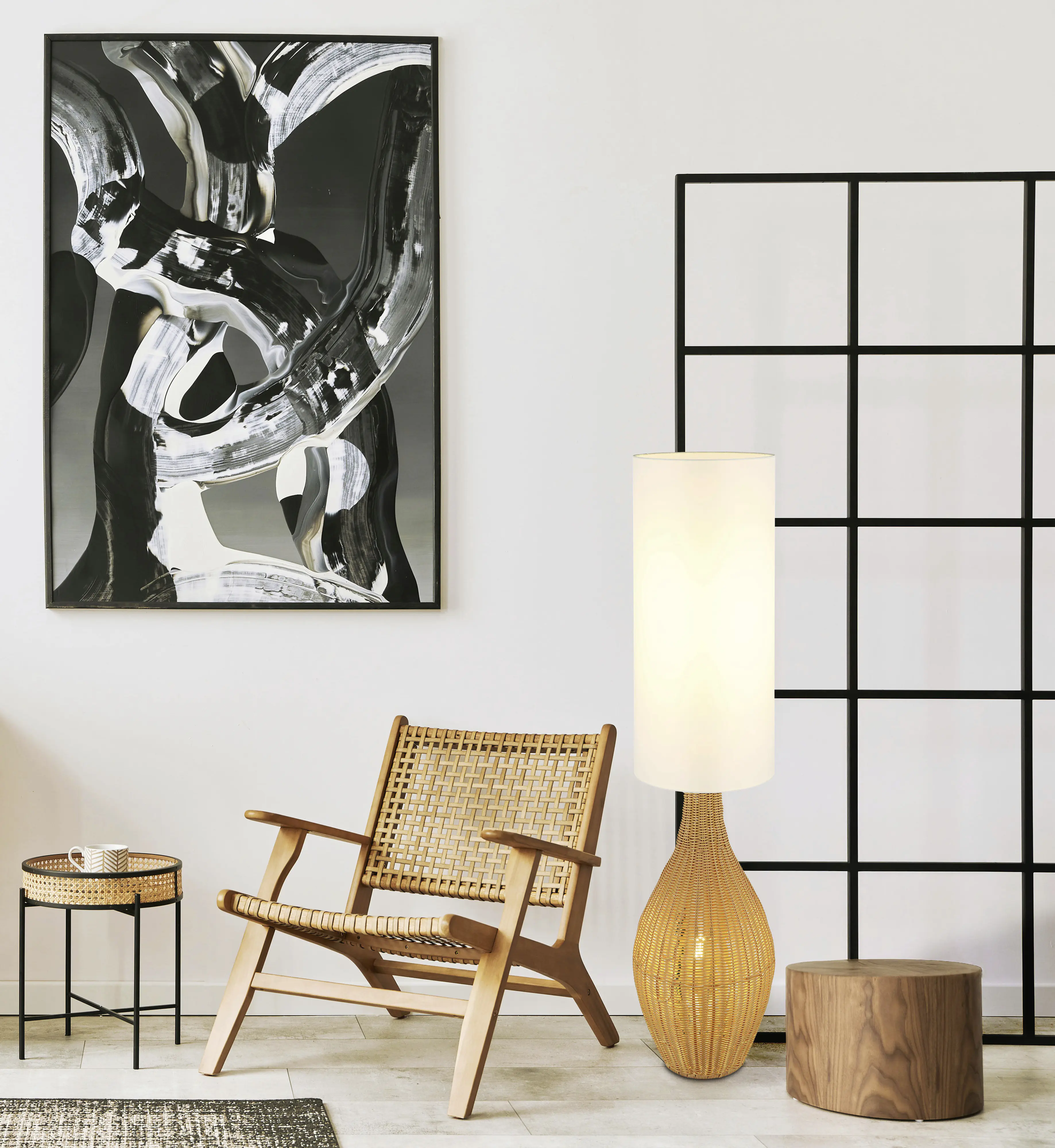 Globo Stehleuchte Anko 125 cm braun rattan-optik